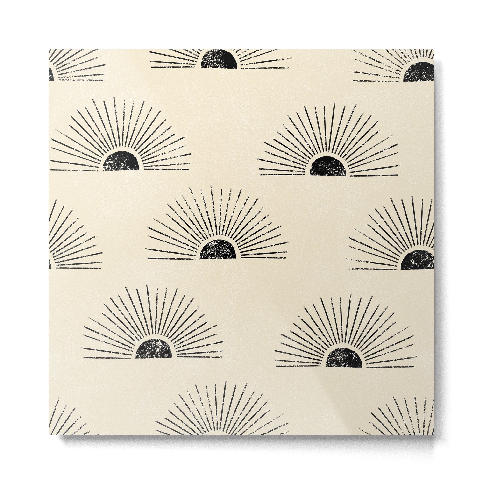 Sunrise - black and cream Metal Print | TeksDecor