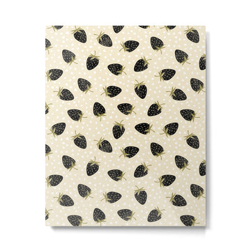 Sweet Strawberries - black, moss, cream, and white Metal Print | TeksDecor
