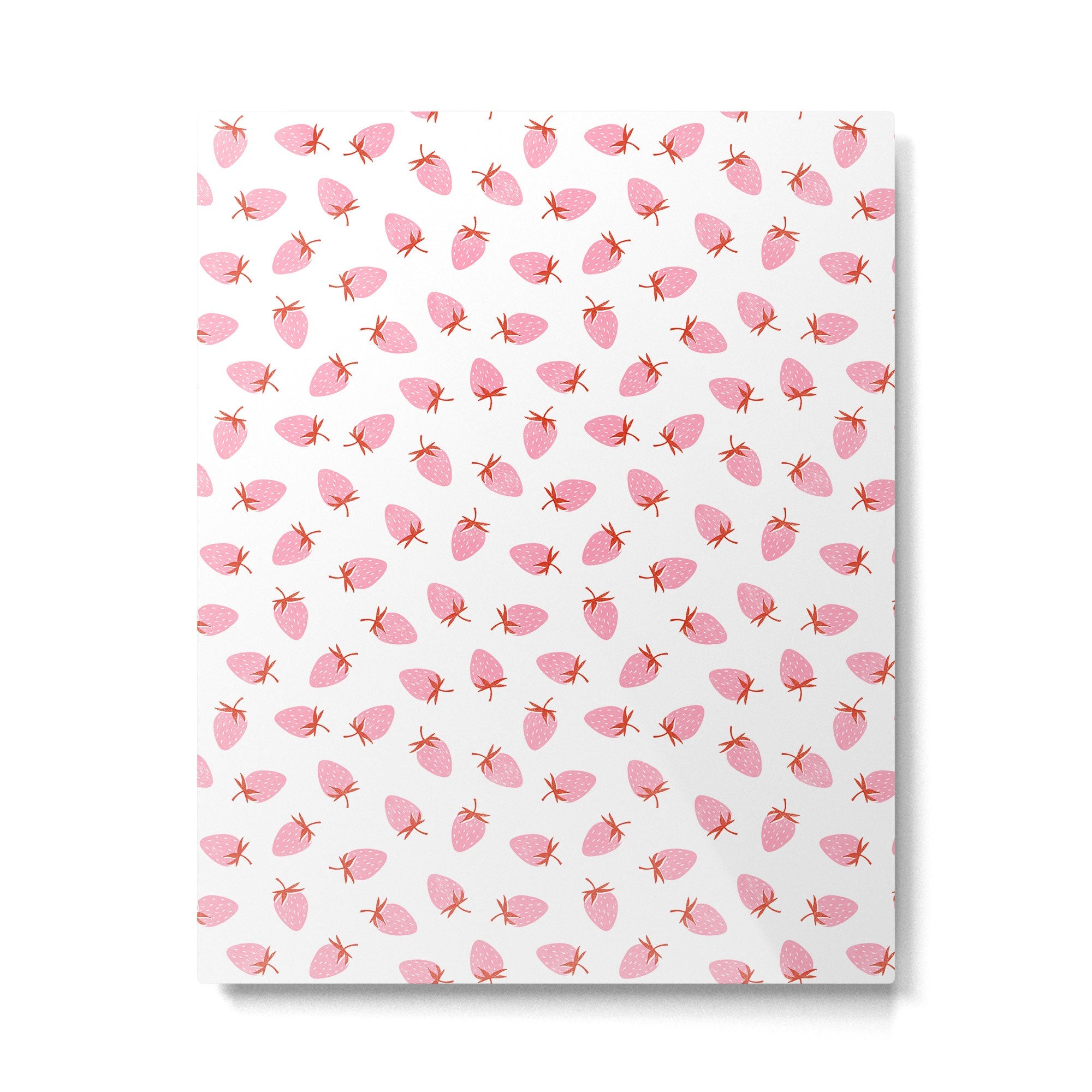 Sweet Strawberries - pink and red on white Metal Print | TeksDecor
