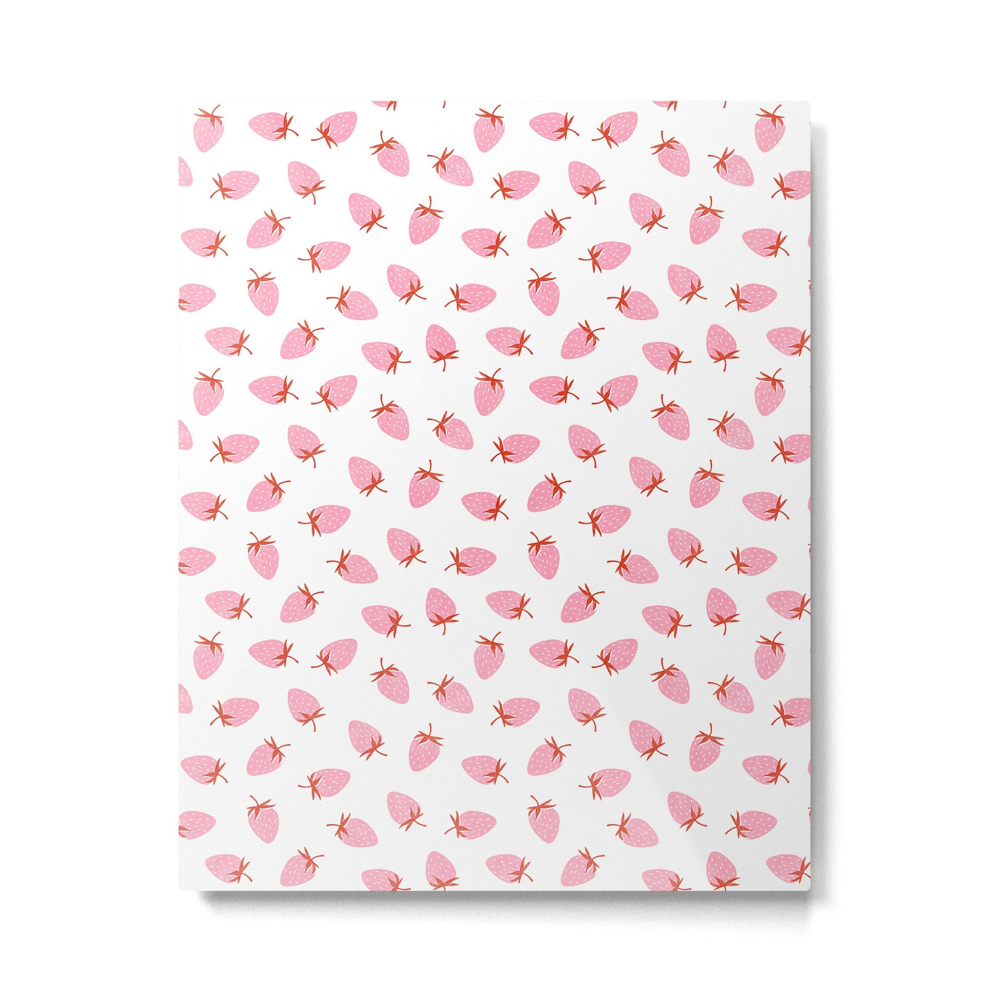 Sweet Strawberries - pink and red on white Metal Print | TeksDecor