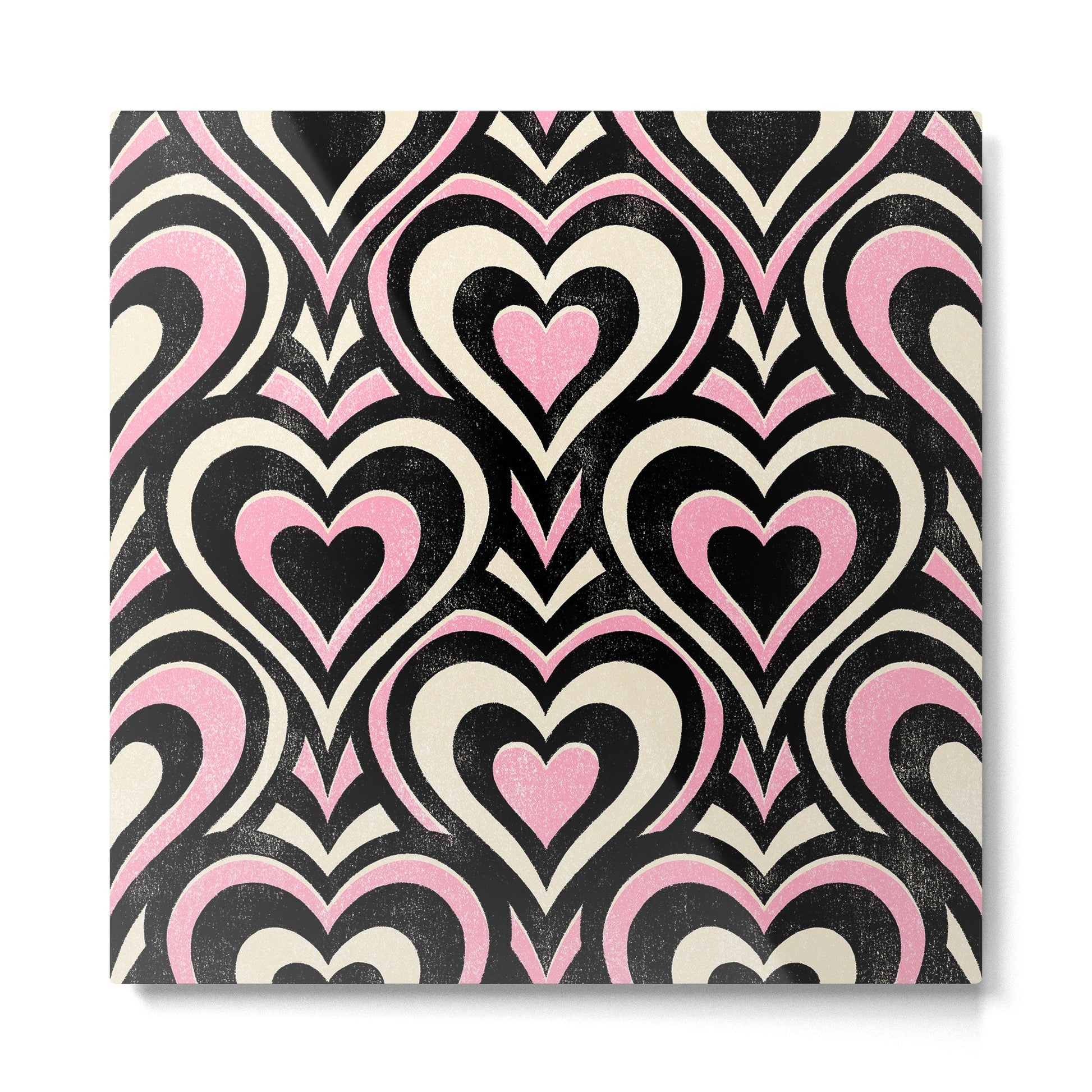 Sweethearts - black, pink, and cream  Metal Print | TeksDecor
