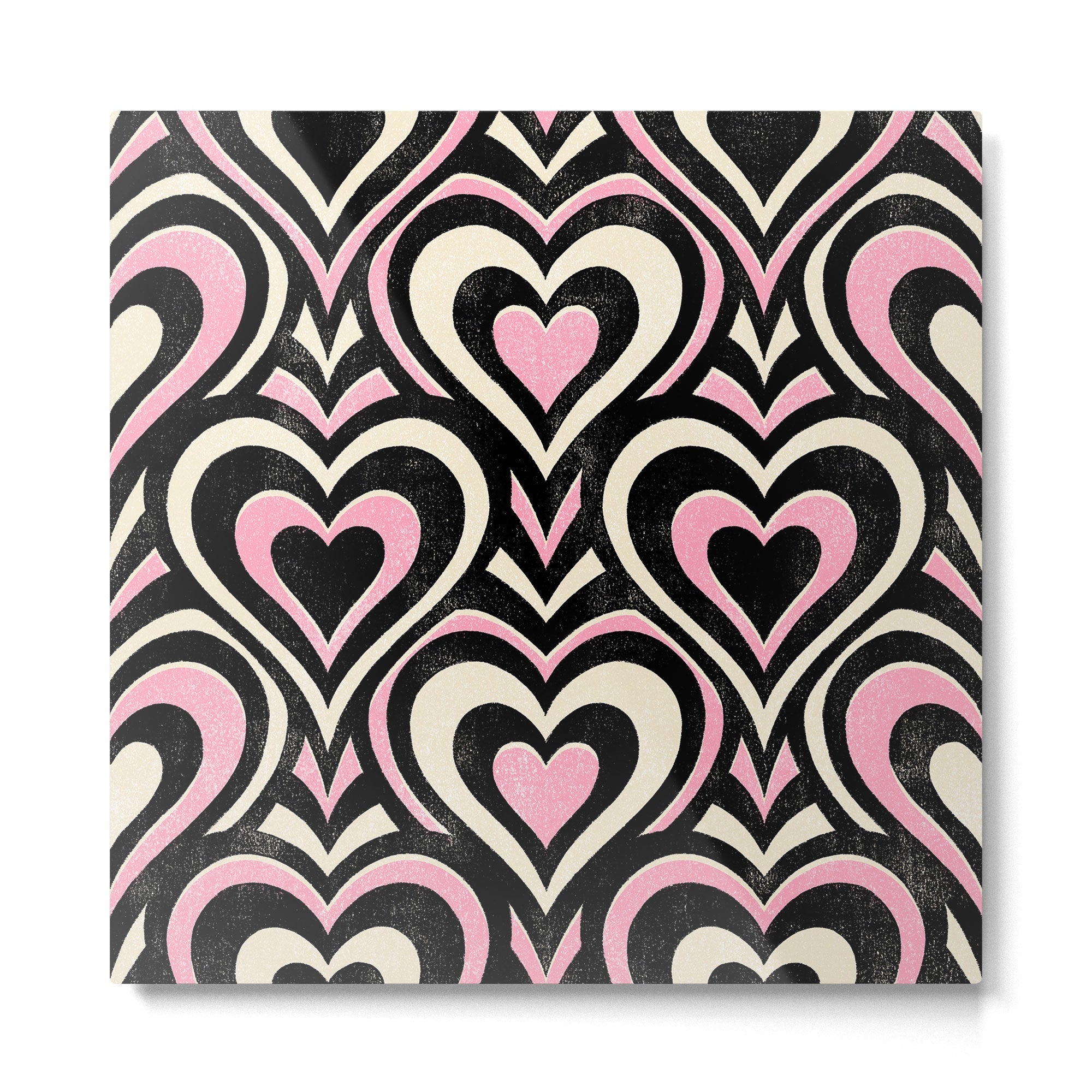 Sweethearts - black, pink, and cream  Metal Print | TeksDecor