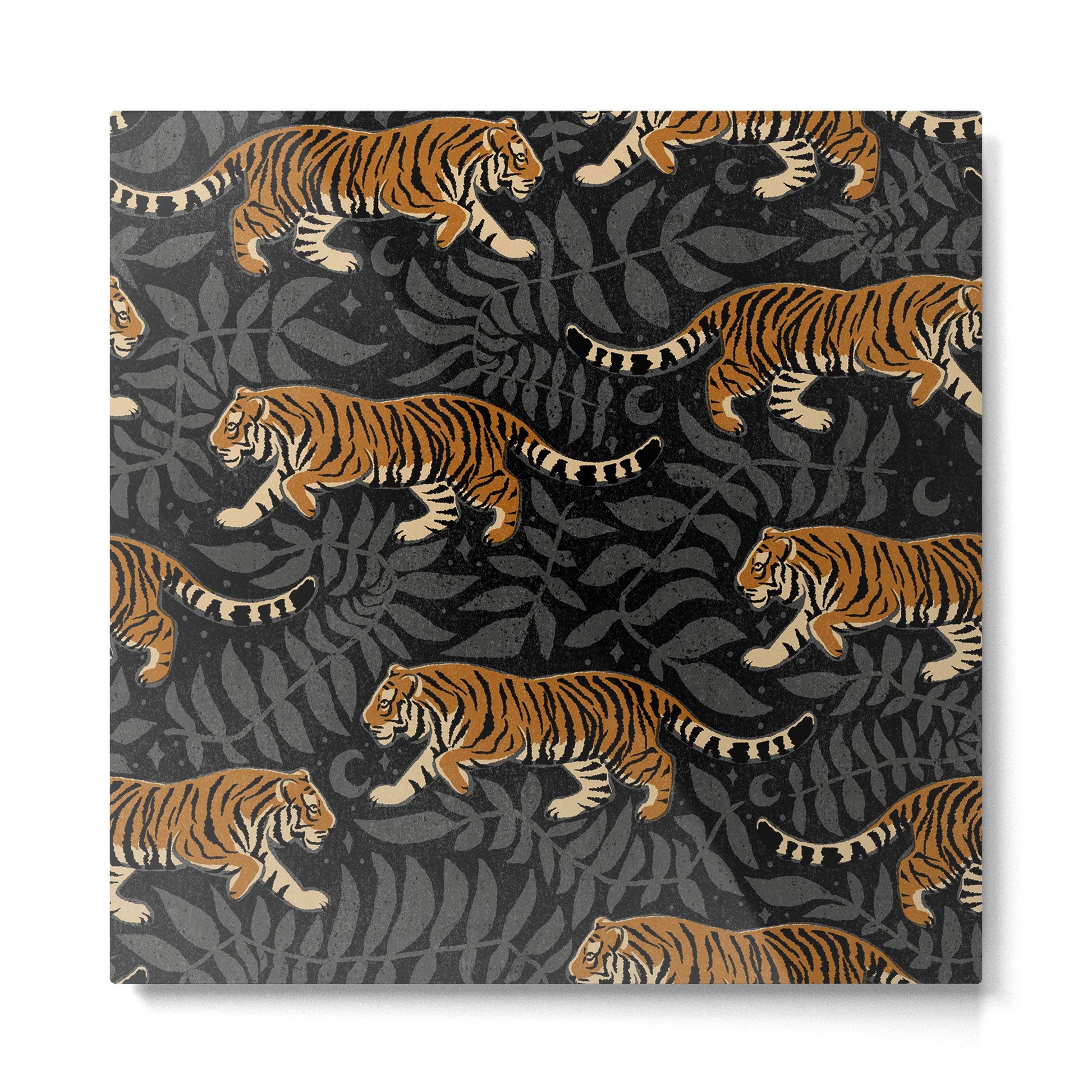 Tigers - black and charcoal  Metal Print | TeksDecor