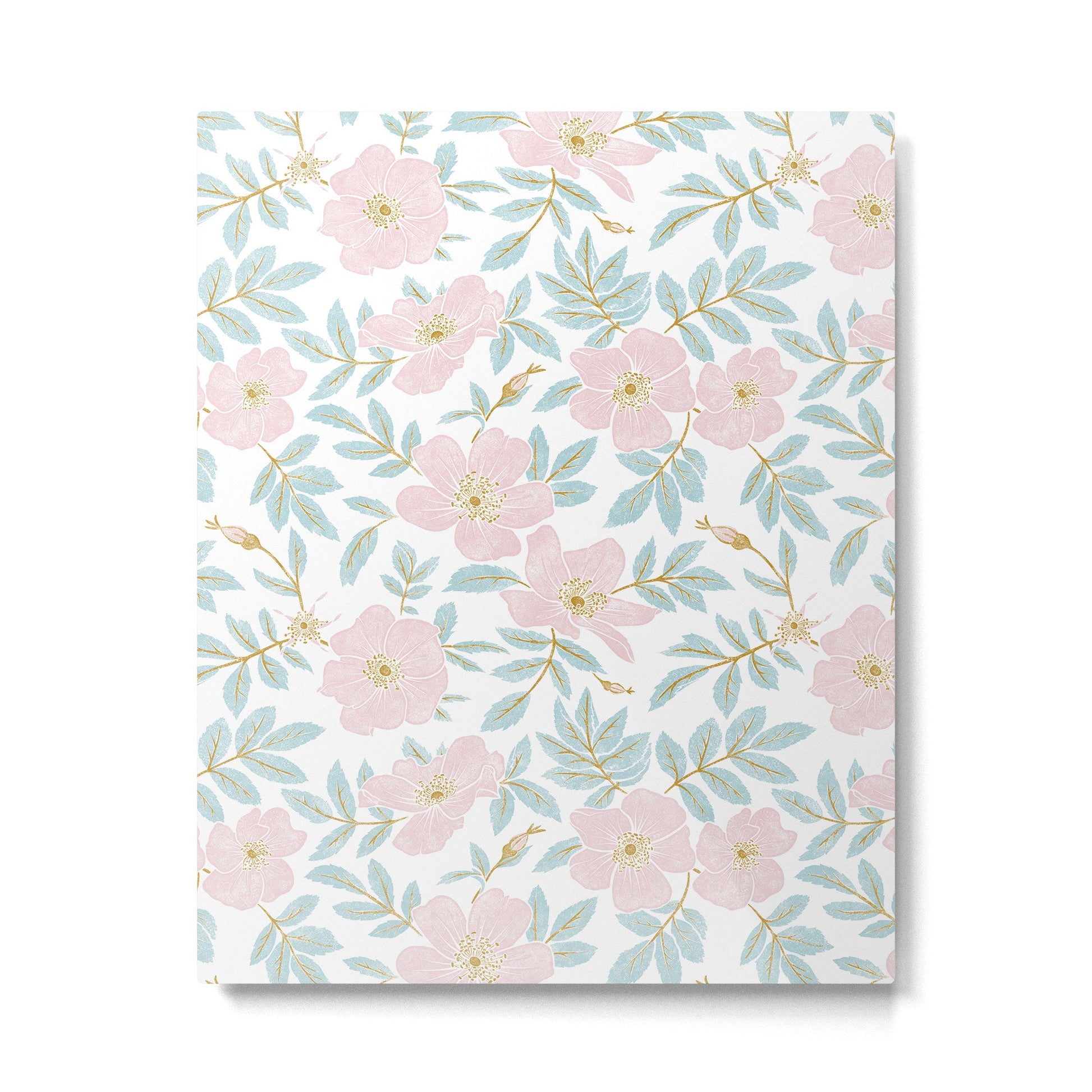 Wild Mountain Roses - pink, mint, and gold Metal Print | TeksDecor