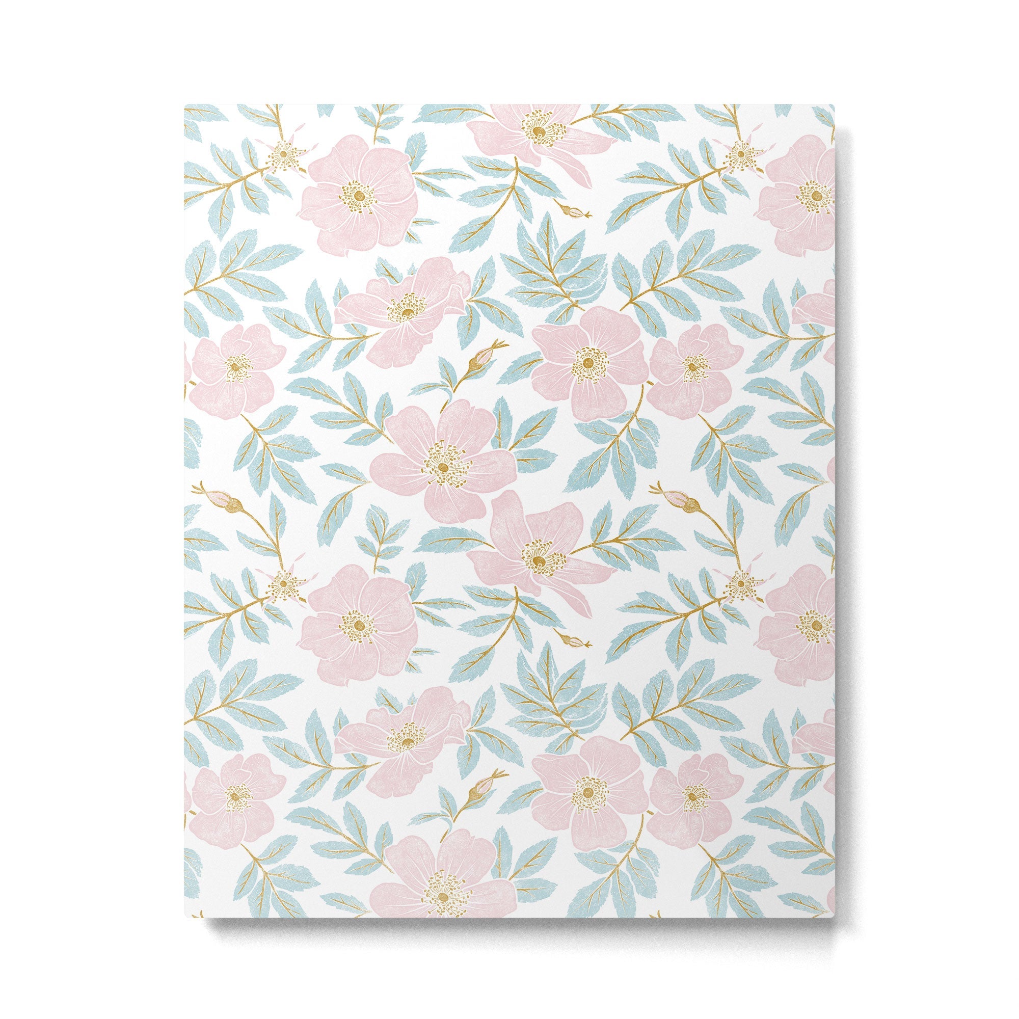 Wild Mountain Roses - pink, mint, and gold Metal Print | TeksDecor