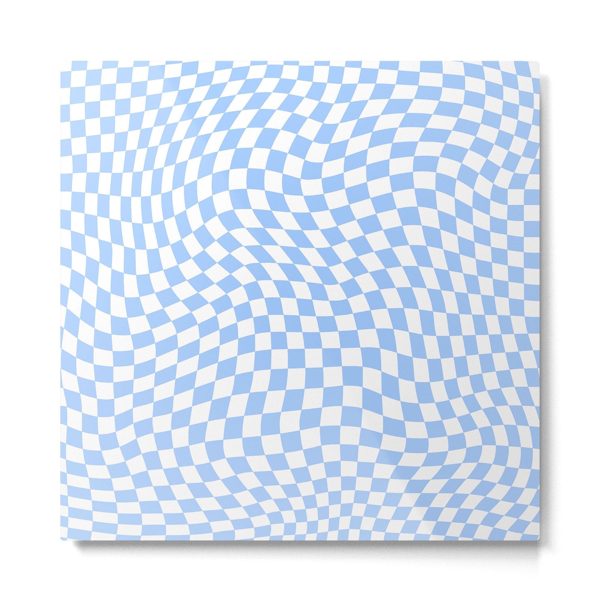 Pastel Blue Twisted Swirl Checkered Squares  Metal Print | TeksDecor