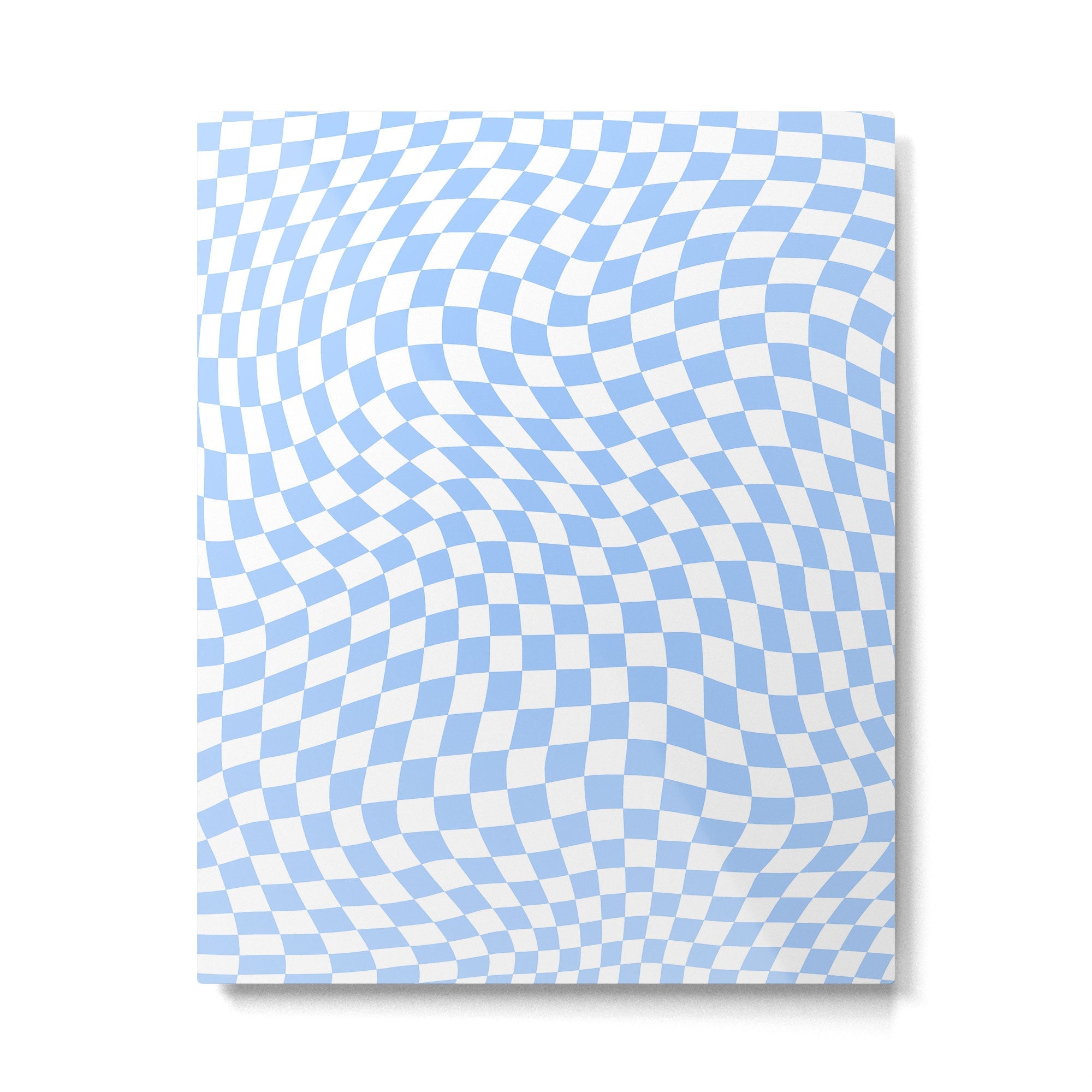 Pastel Blue Twisted Swirl Checkered Squares  Metal Print | TeksDecor