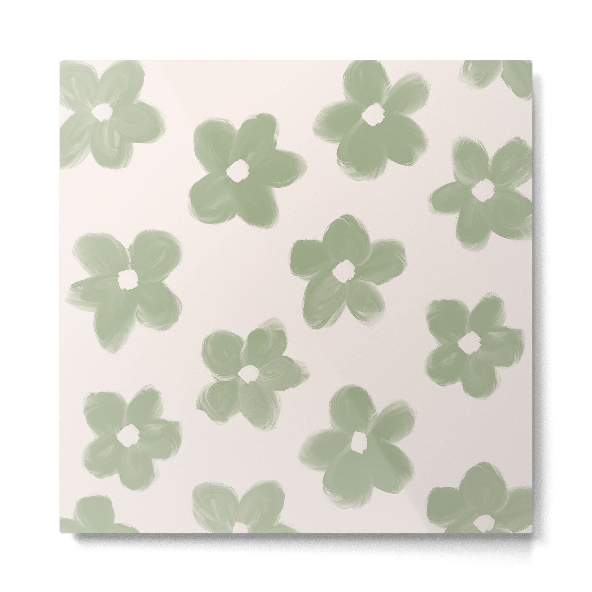 Sage Green Flowers Metal Print | TeksDecor