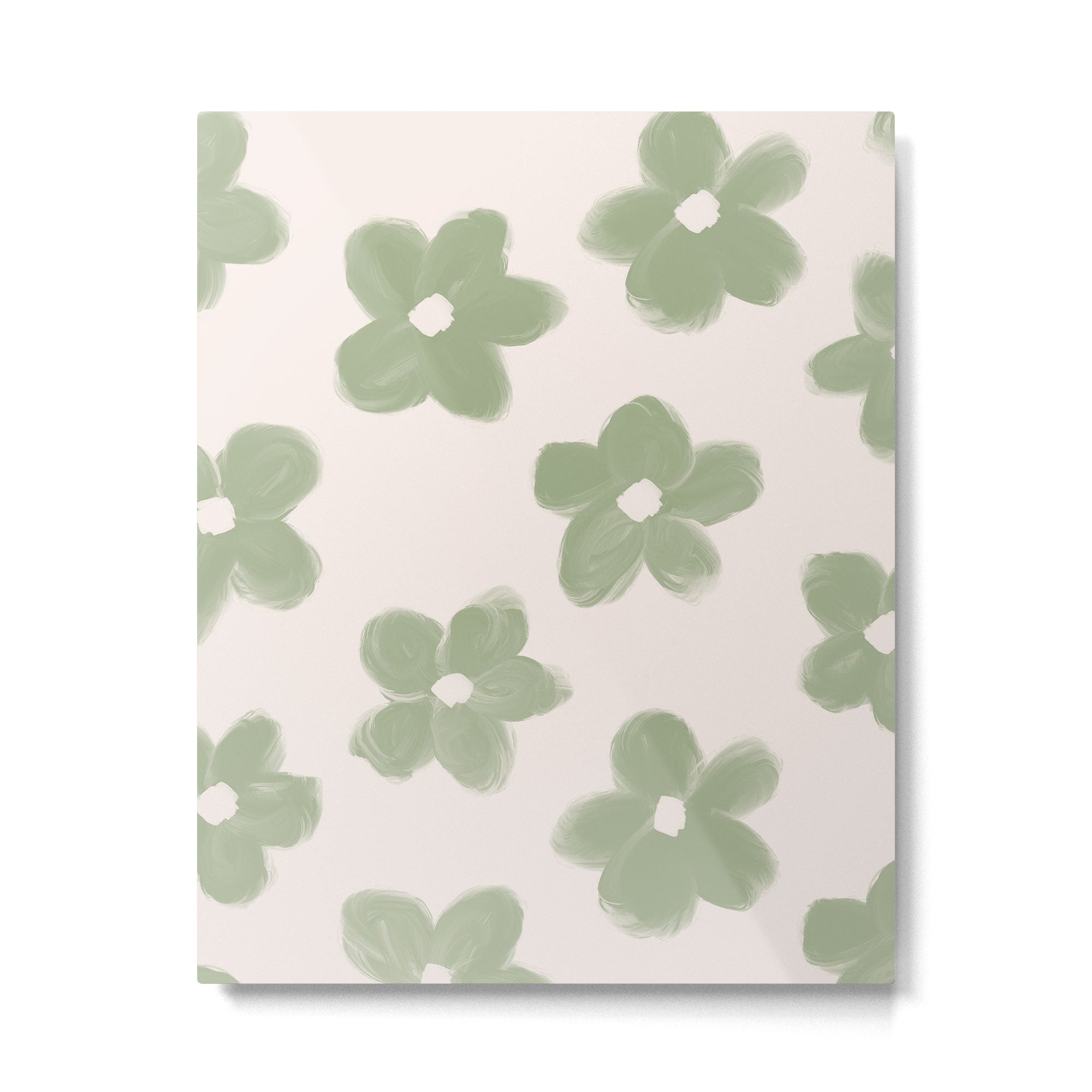 Sage Green Flowers Metal Print | TeksDecor