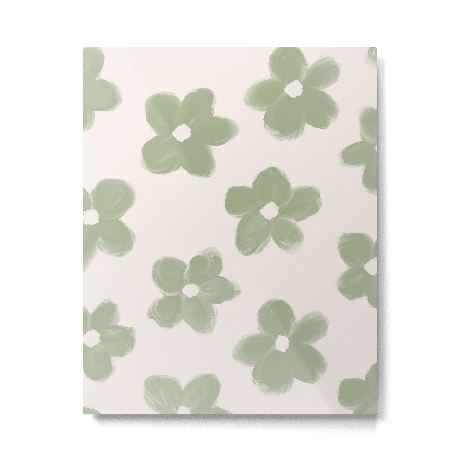 Sage Green Flowers Metal Print | TeksDecor