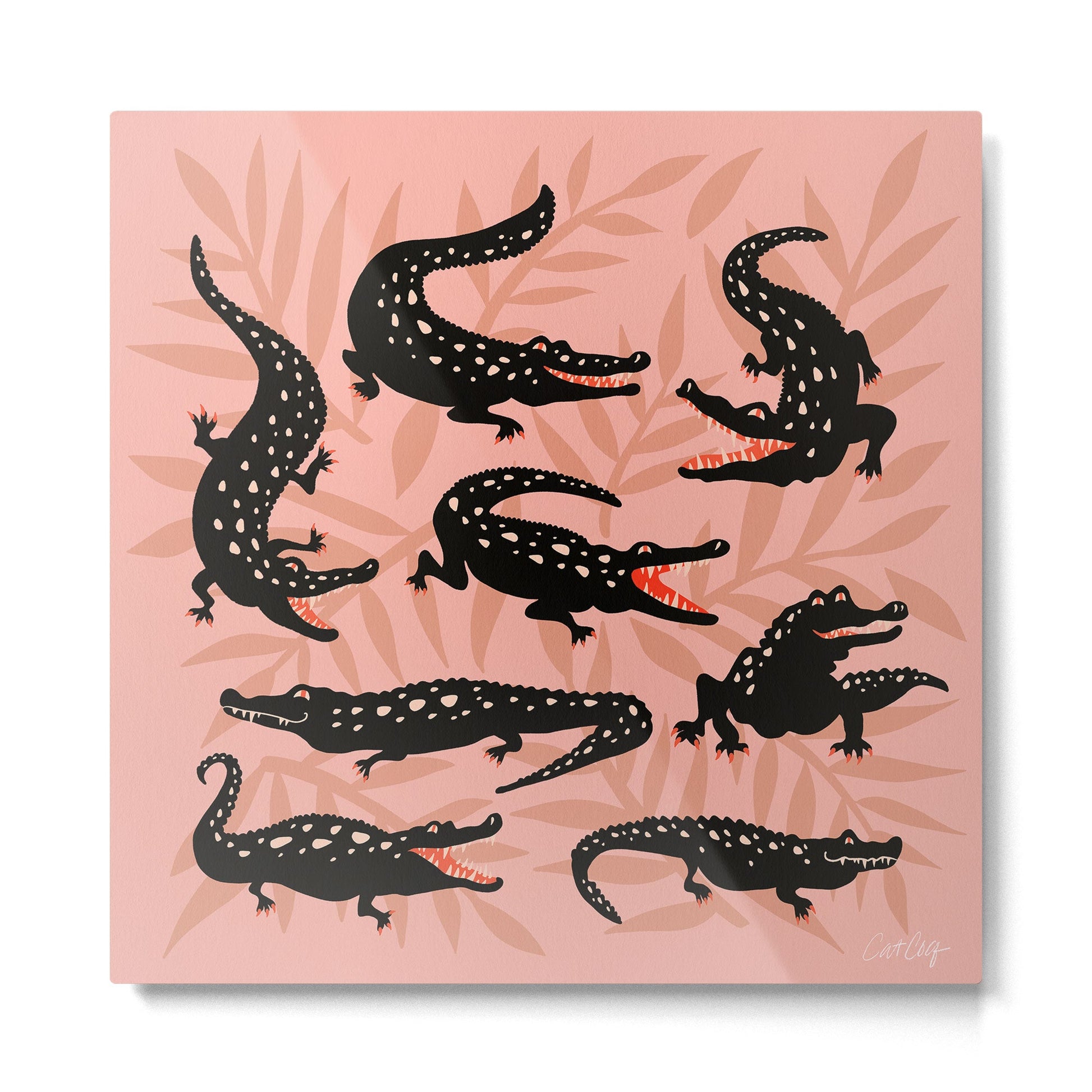 Alligator Collection - Black & Peach Metal Print | TeksDecor