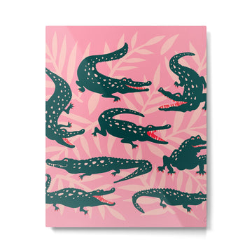 Alligator Collection - Pink & Teal Metal Print | TeksDecor