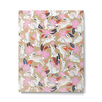 Bunnies & Blooms - Coral & Pink Metal Print | TeksDecor