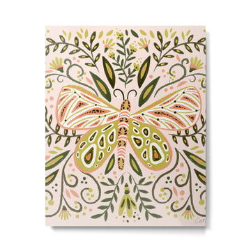 Butterfly Symmetry - Blush & Lime Metal Print | TeksDecor