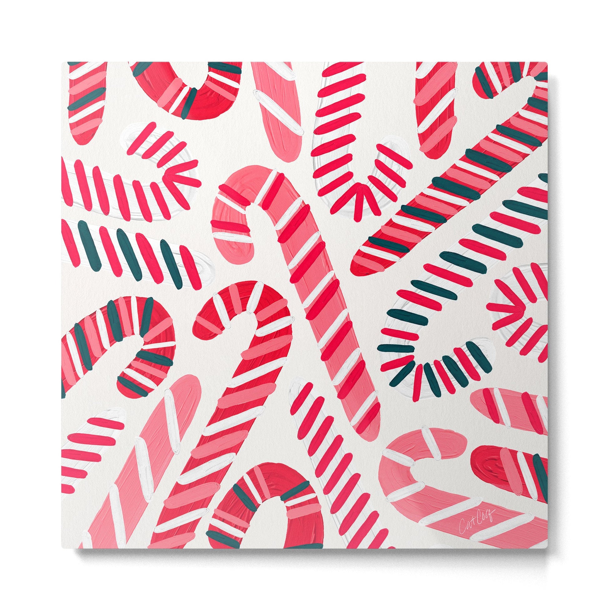 Candy Canes - White Metal Print | TeksDecor