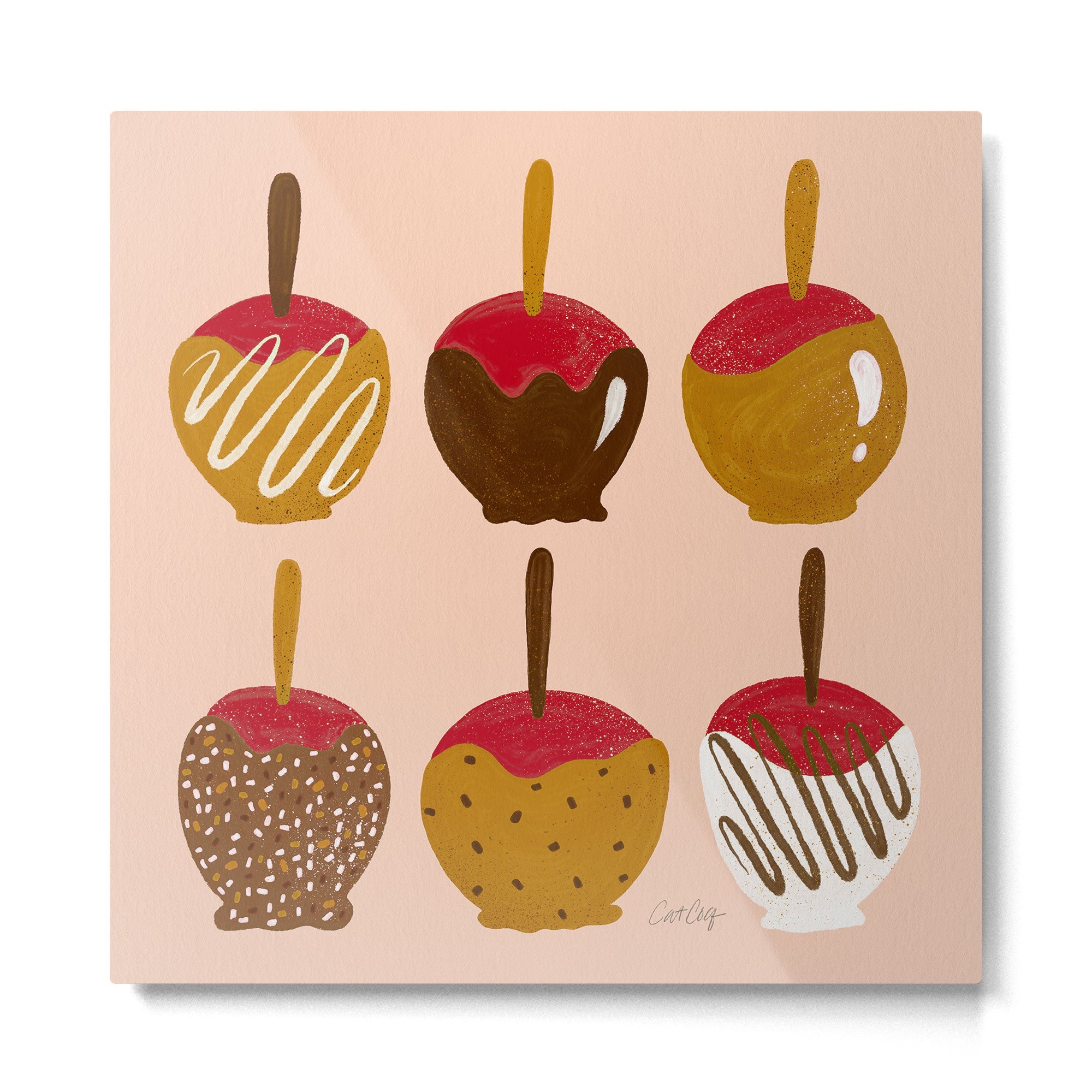 Caramel Apples - Red Metal Print | TeksDecor