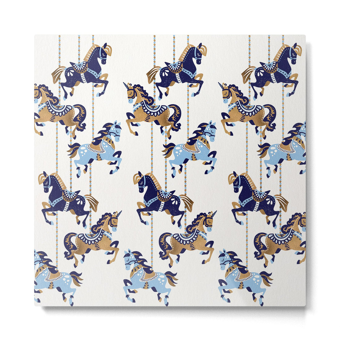 Carousel Horses - Copper & Blue Metal Print | TeksDecor