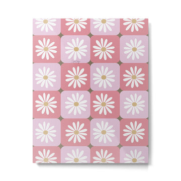 Checkered Daisies - Blush & Gold Metal Print | TeksDecor