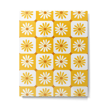 Checkered Daisies - Yellow Metal Print | TeksDecor