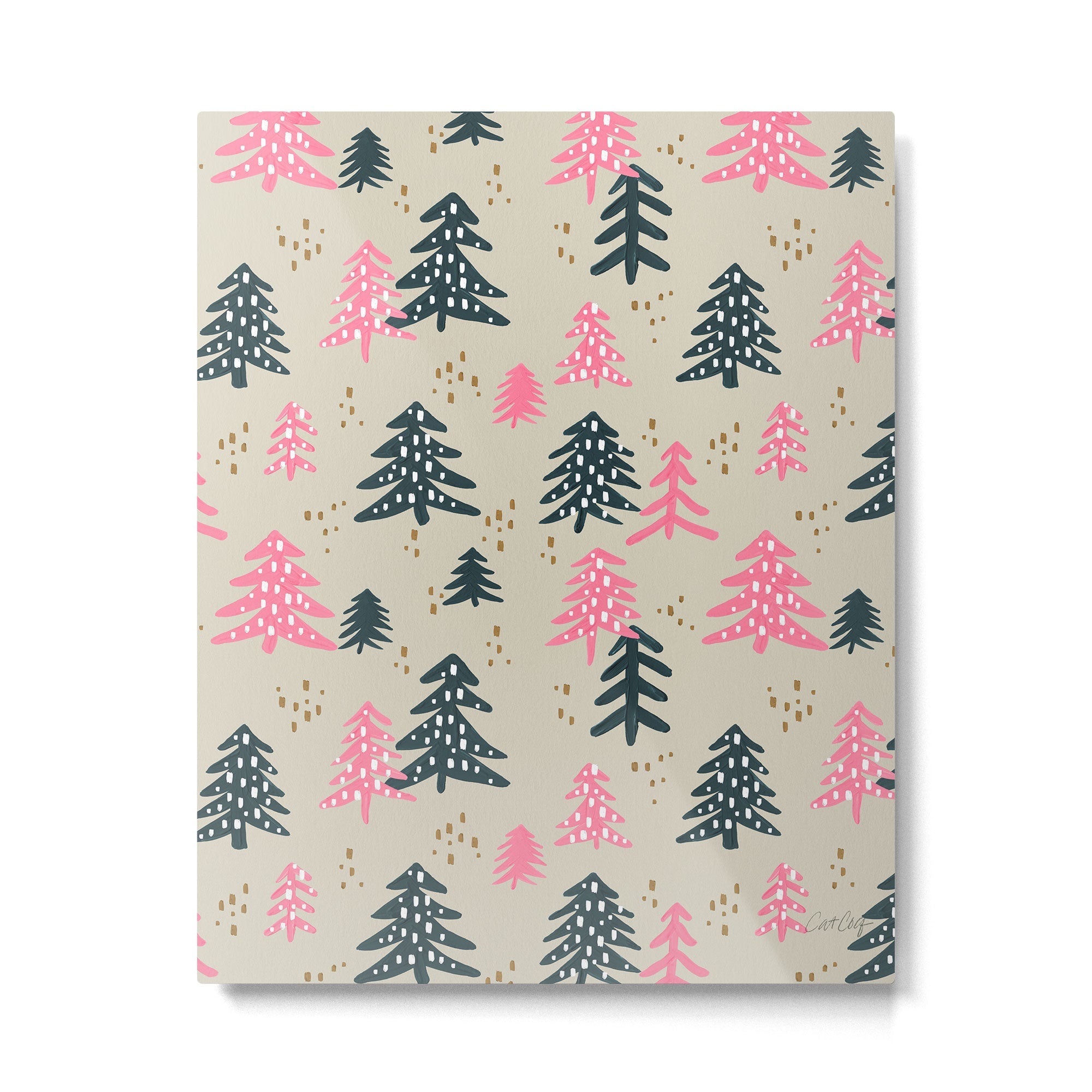Christmas Trees - Emerald & Pink Metal Print | TeksDecor
