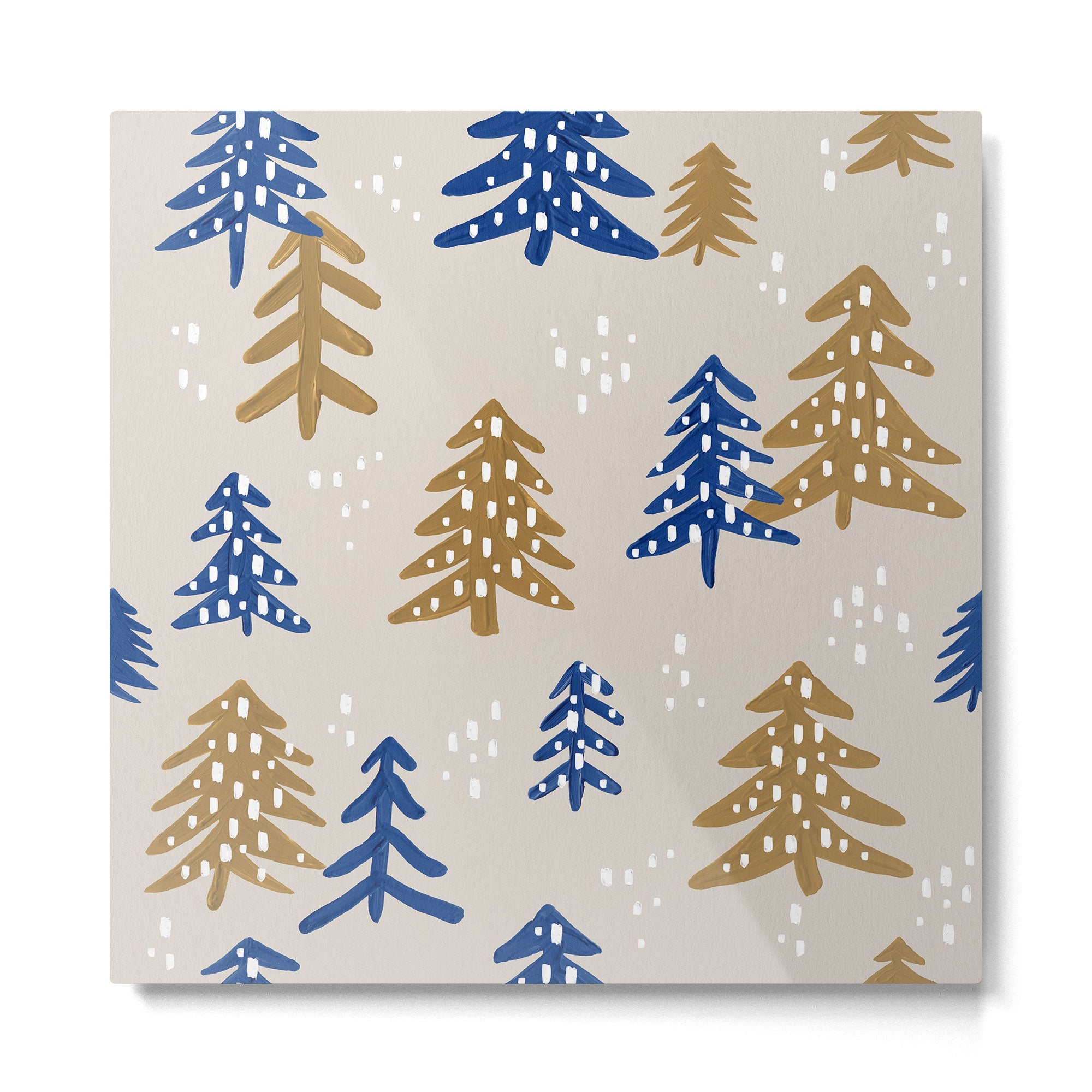 Christmas Trees - Gold & Navy Metal Print | TeksDecor