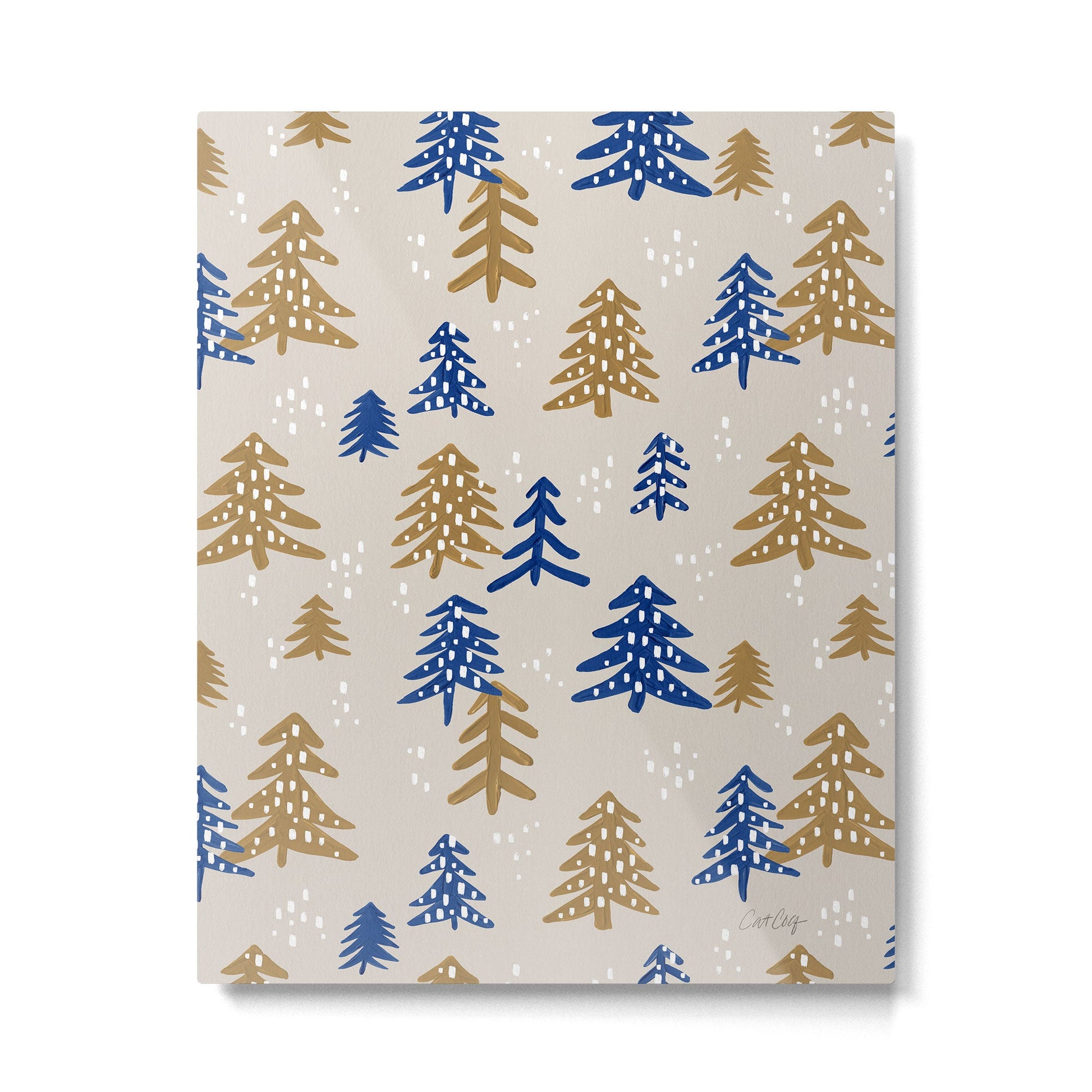 Christmas Trees - Gold & Navy Metal Print | TeksDecor