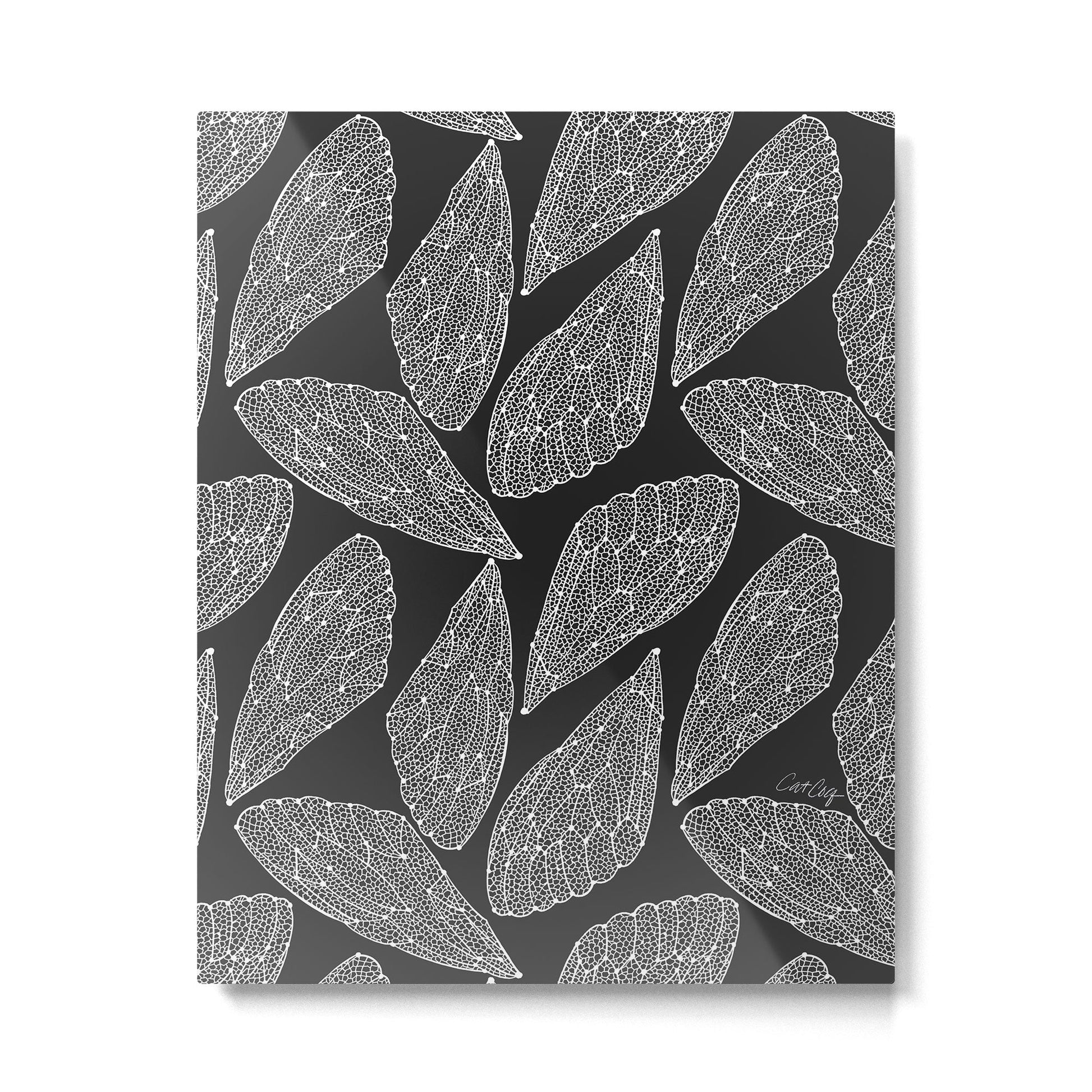 Cicada Wings - White on Black Metal Print | TeksDecor