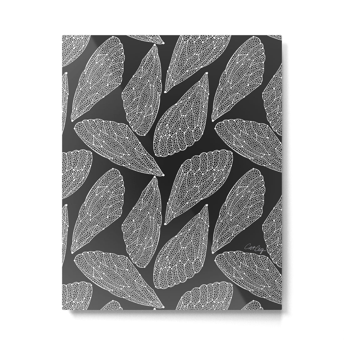 Cicada Wings - White on Black Metal Print | TeksDecor