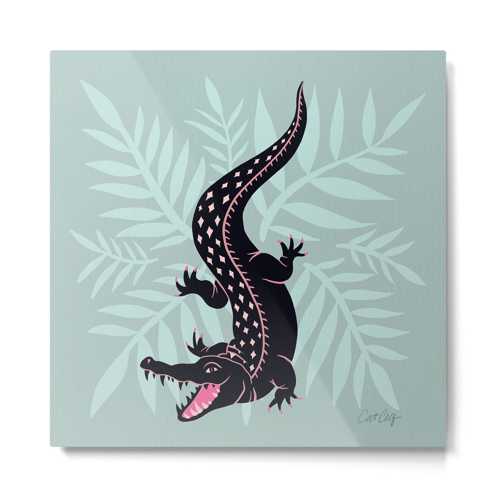 Crocodile - Mint Metal Print | TeksDecor