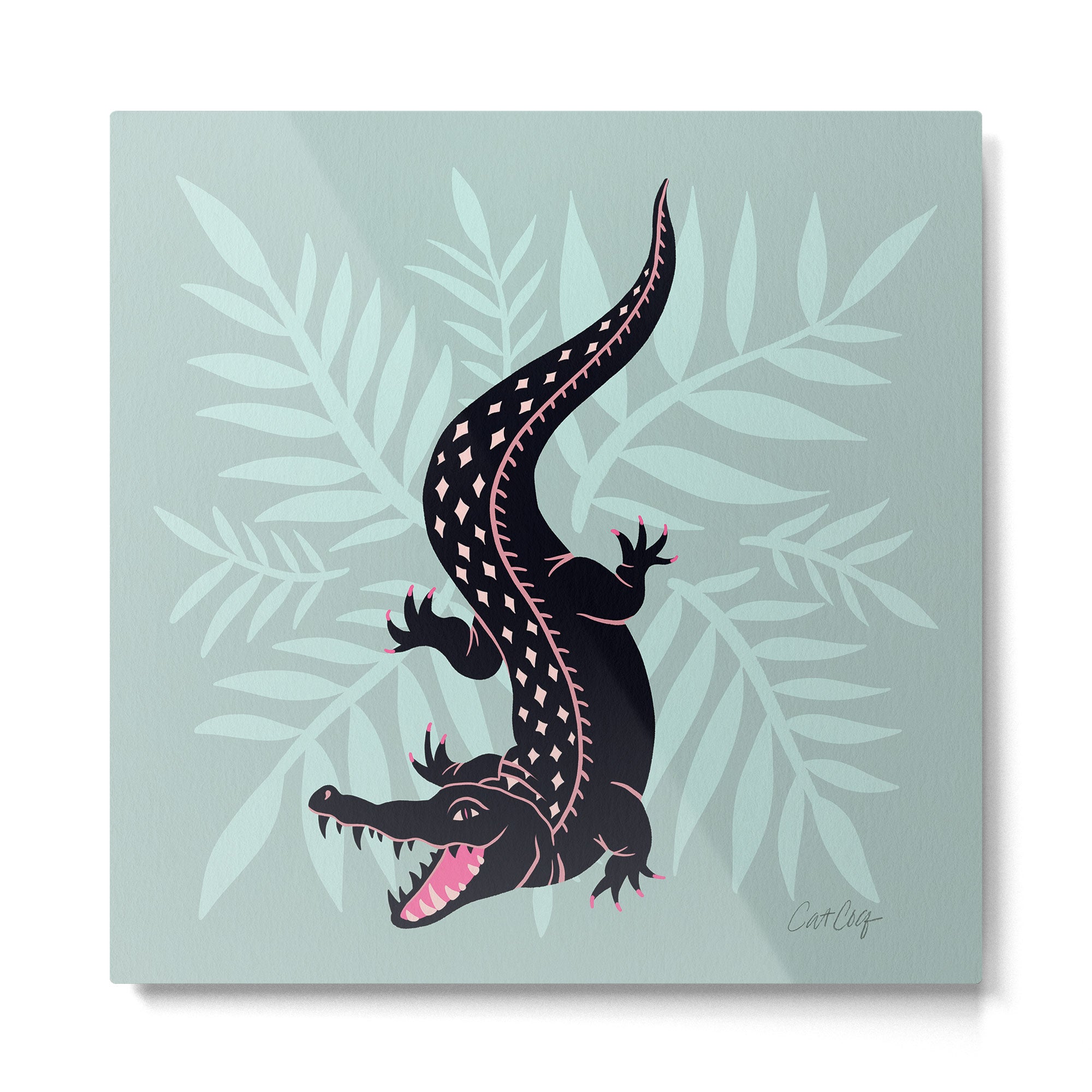 Crocodile - Mint Metal Print | TeksDecor