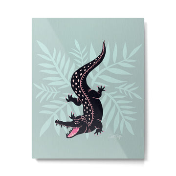 Crocodile - Mint Metal Print | TeksDecor