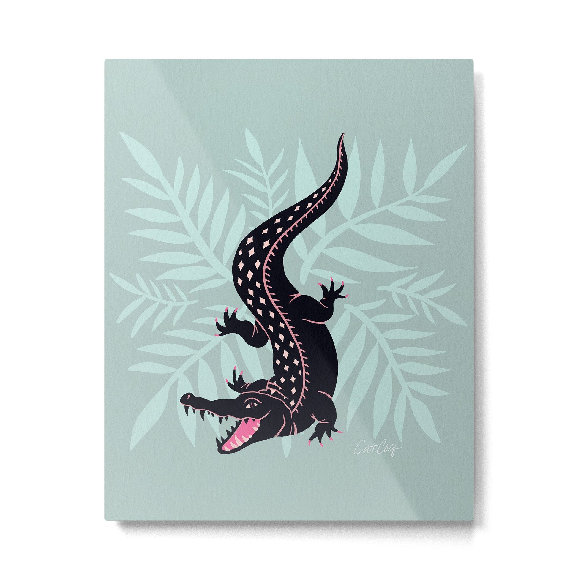 Crocodile - Mint Metal Print | TeksDecor