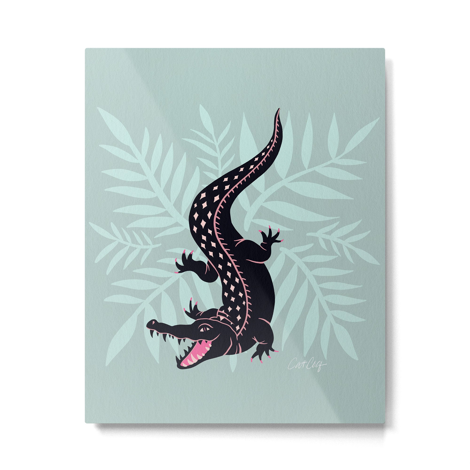 Crocodile - Mint Metal Print | TeksDecor