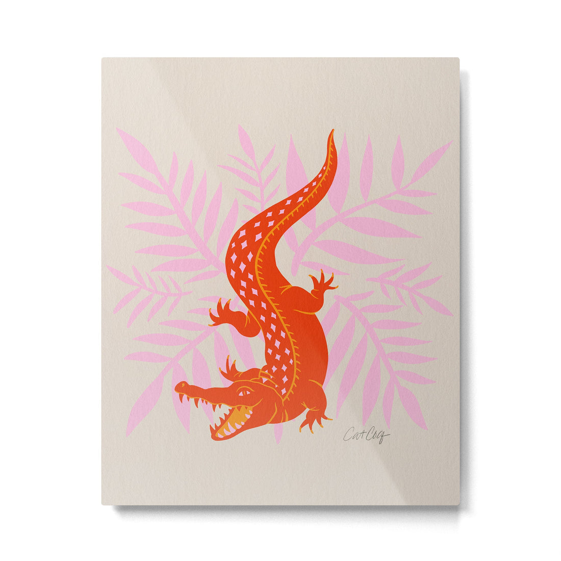 Crocodile - Orange & Pink Metal Print | TeksDecor