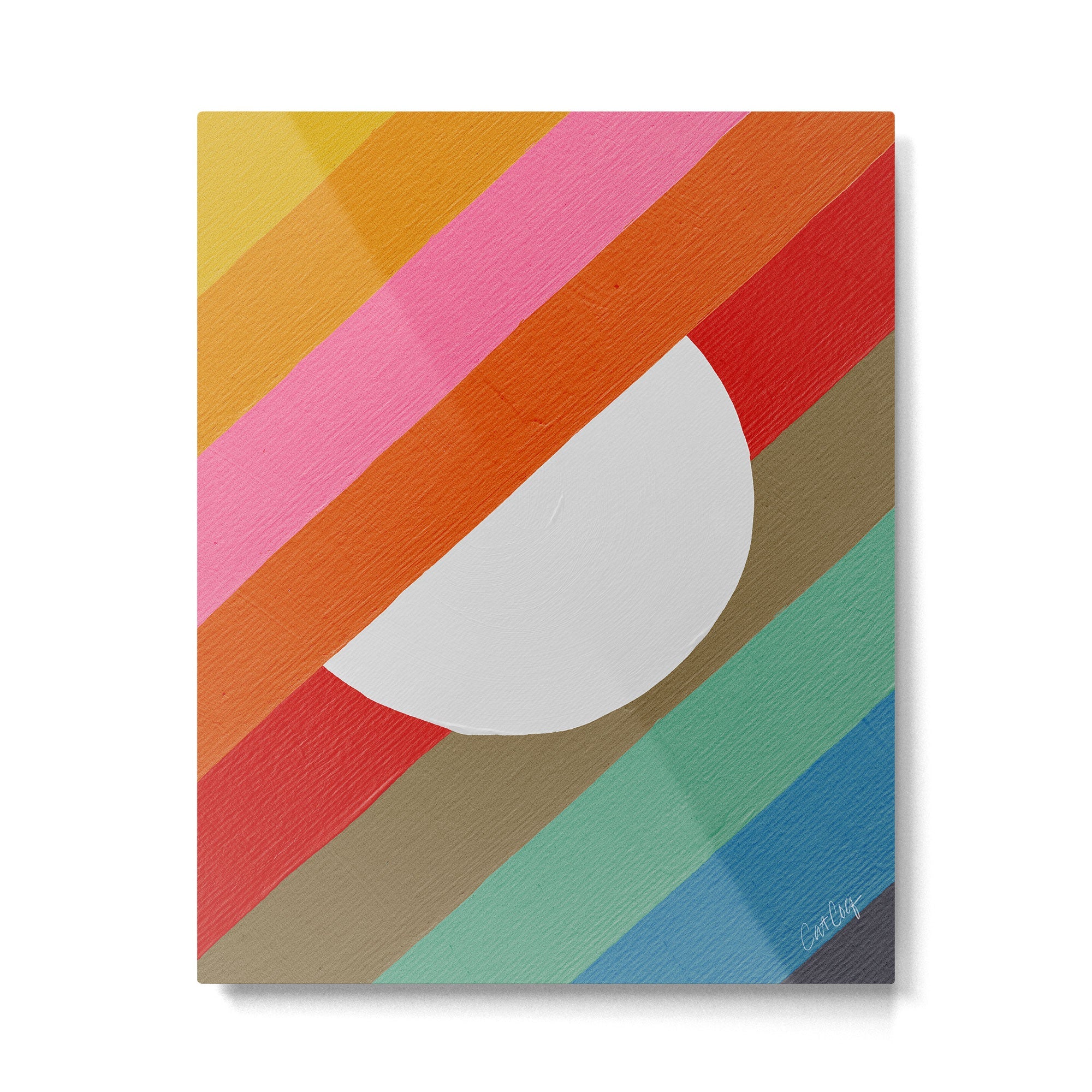 Diagonal Color Blocking - Rainbow Moon Metal Print | TeksDecor