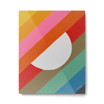 Diagonal Color Blocking - Rainbow Moon Metal Print | TeksDecor