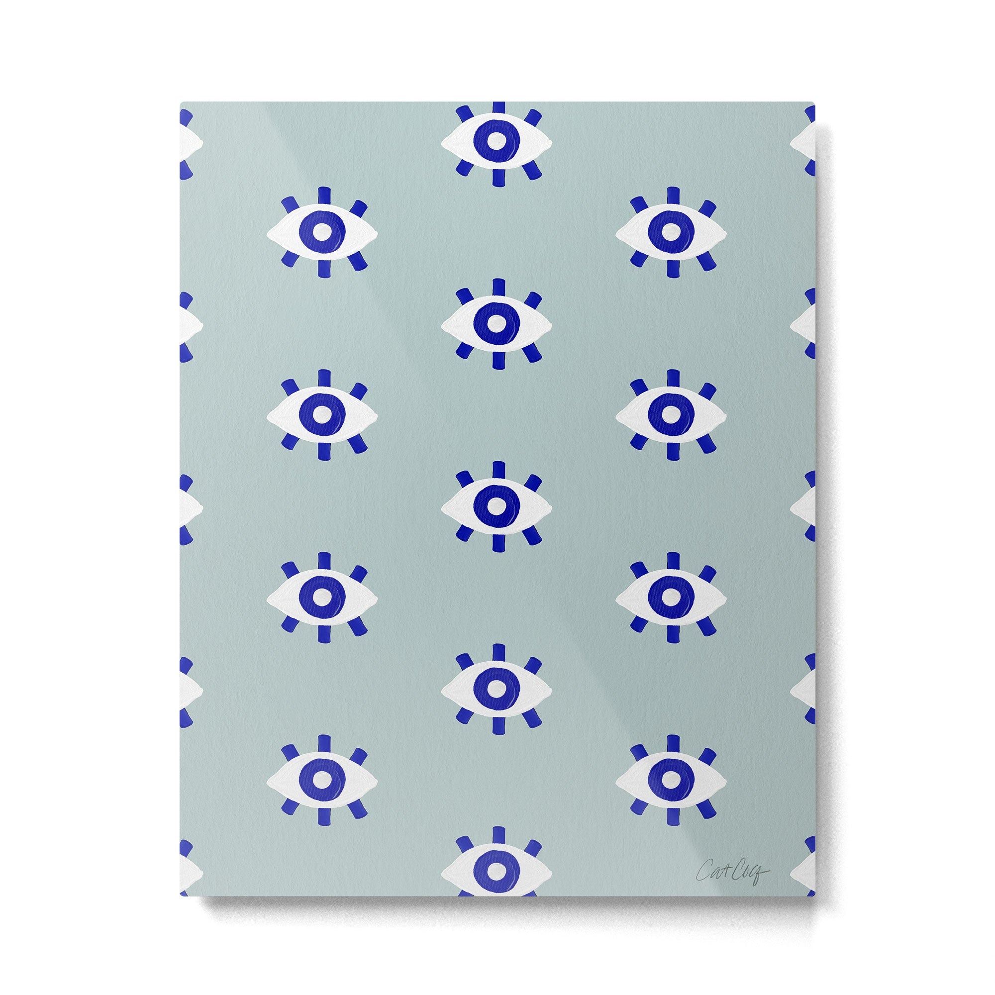 Evil Eye Dots - Mint & Navy Metal Print | TeksDecor