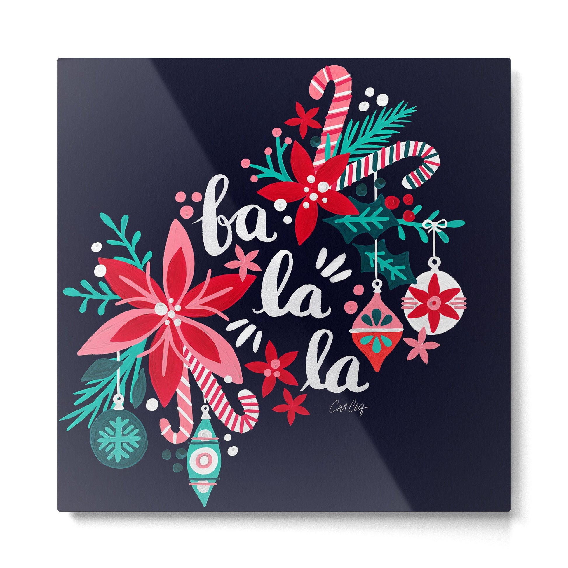Fa La La Bouquet - Navy Metal Print | TeksDecor