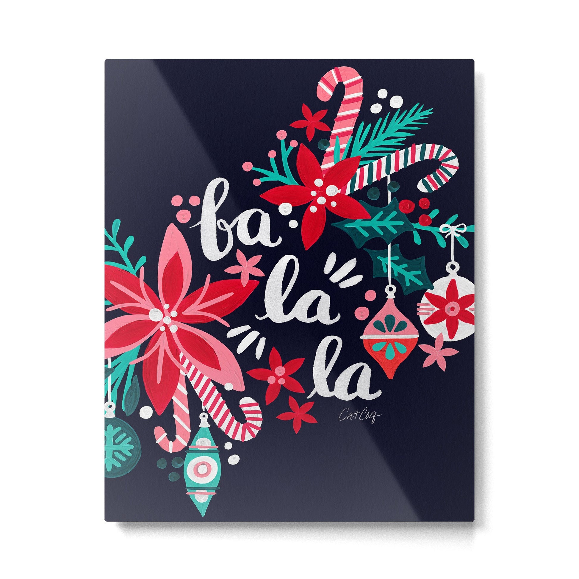 Fa La La Bouquet - Navy Metal Print | TeksDecor
