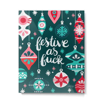 Festive As F*ck - Teal Metal Print | TeksDecor