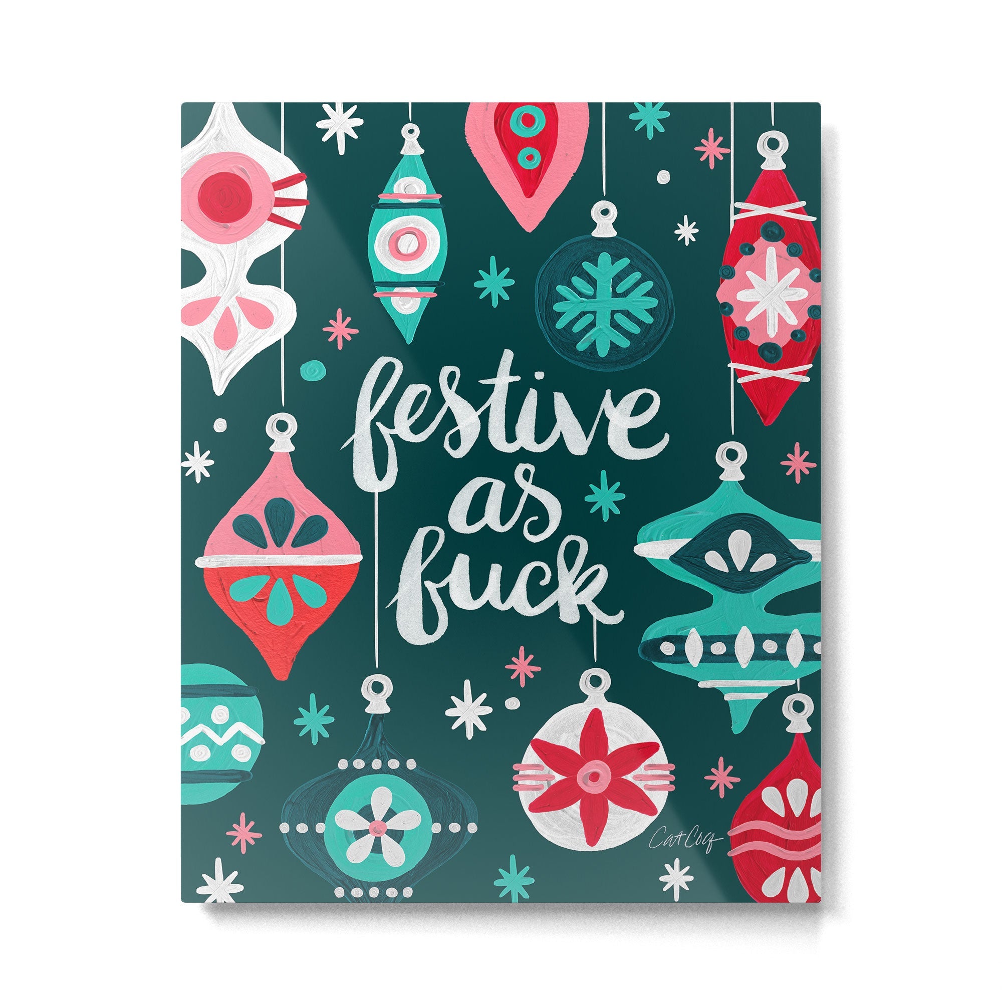 Festive As F*ck - Teal Metal Print | TeksDecor