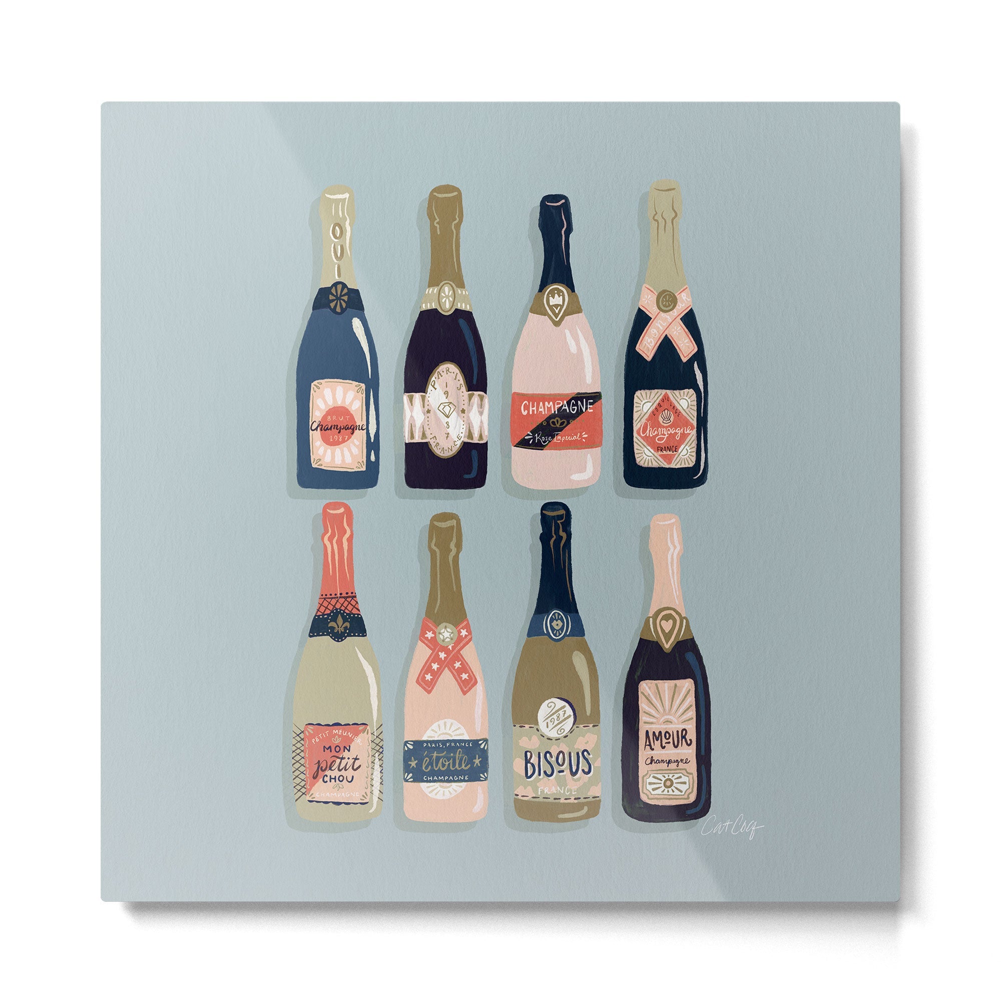 French Champagne Collection - Navy & Coral Metal Print | TeksDecor