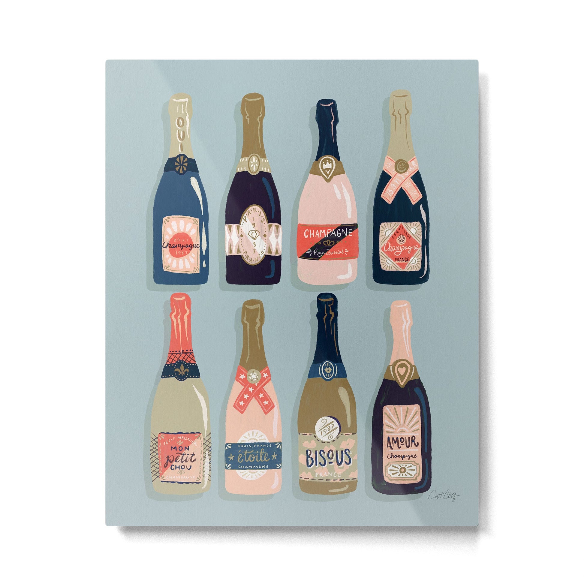 French Champagne Collection - Navy & Coral Metal Print | TeksDecor