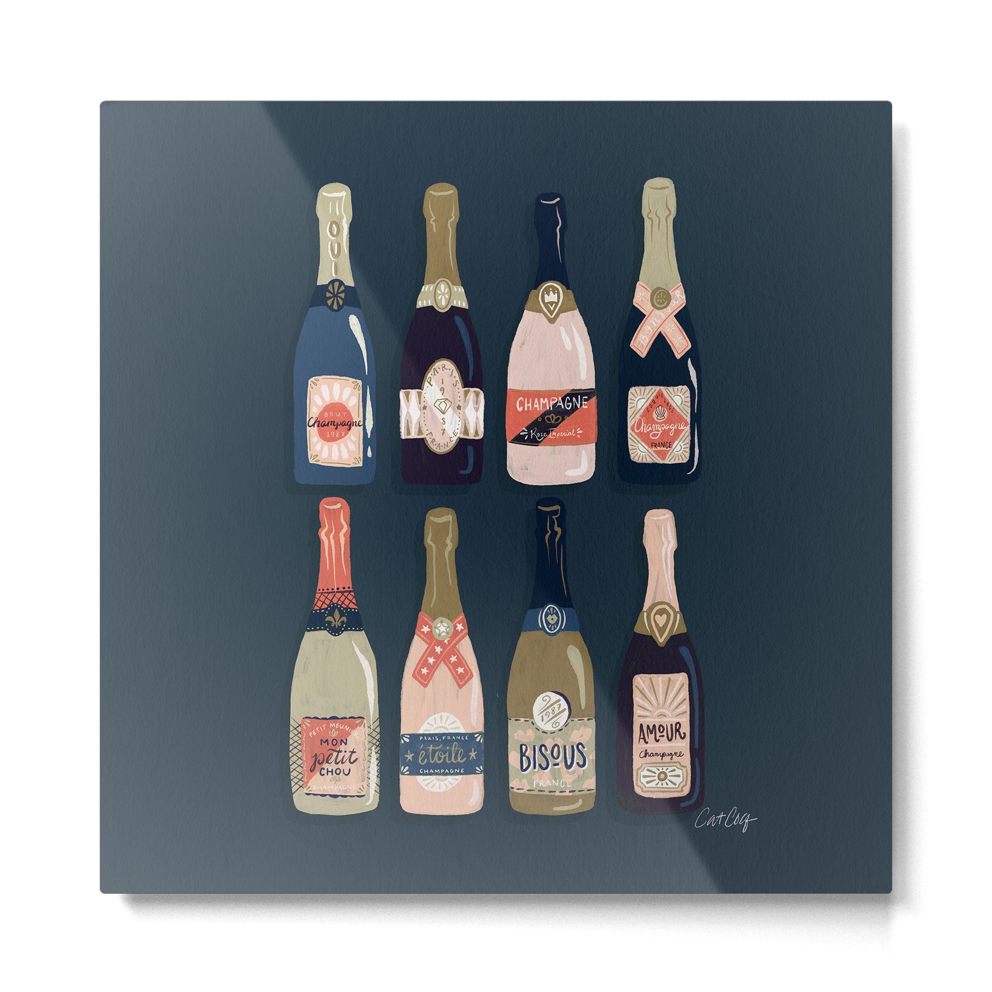 French Champagne Collection - Teal Metal Print | TeksDecor