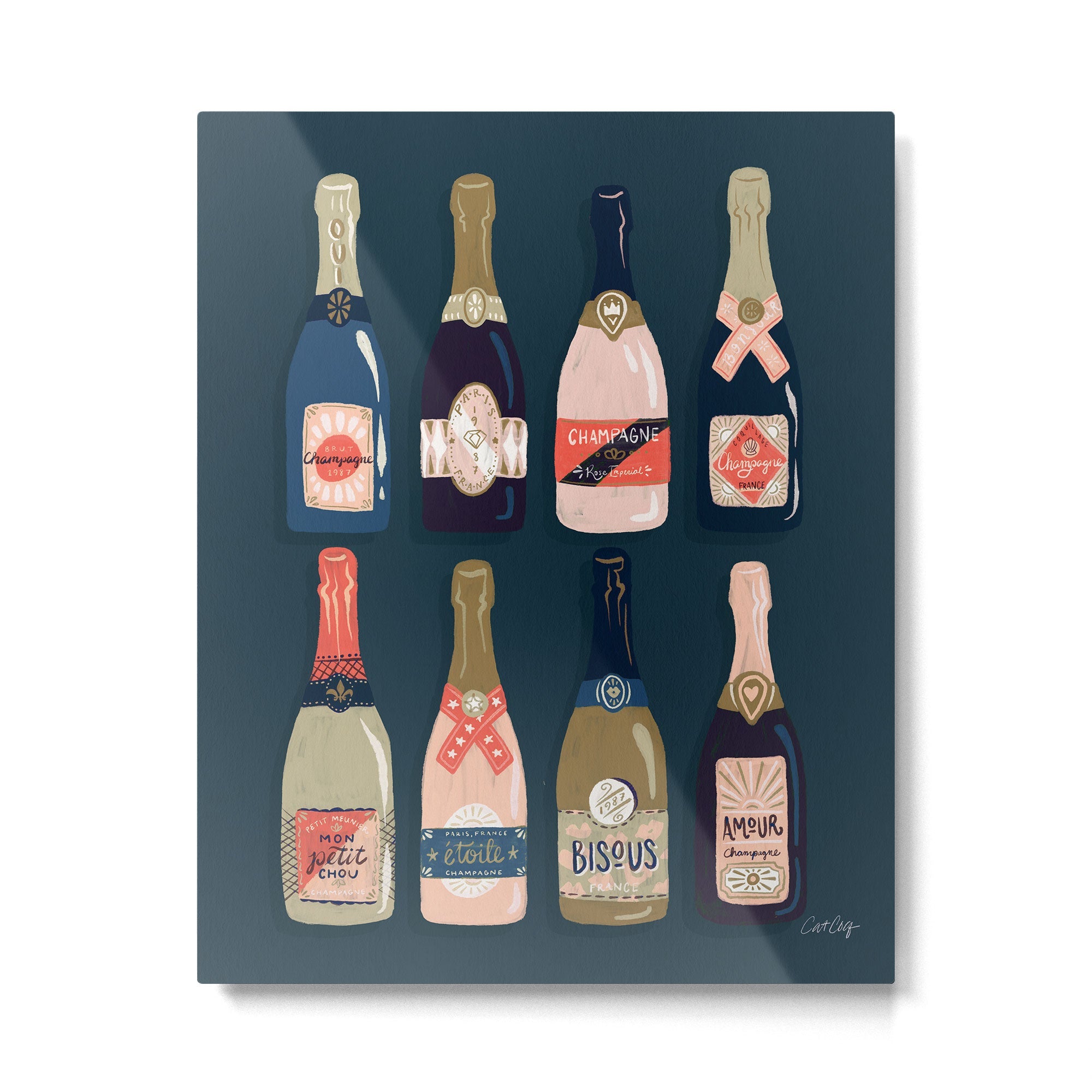 French Champagne Collection - Teal Metal Print | TeksDecor