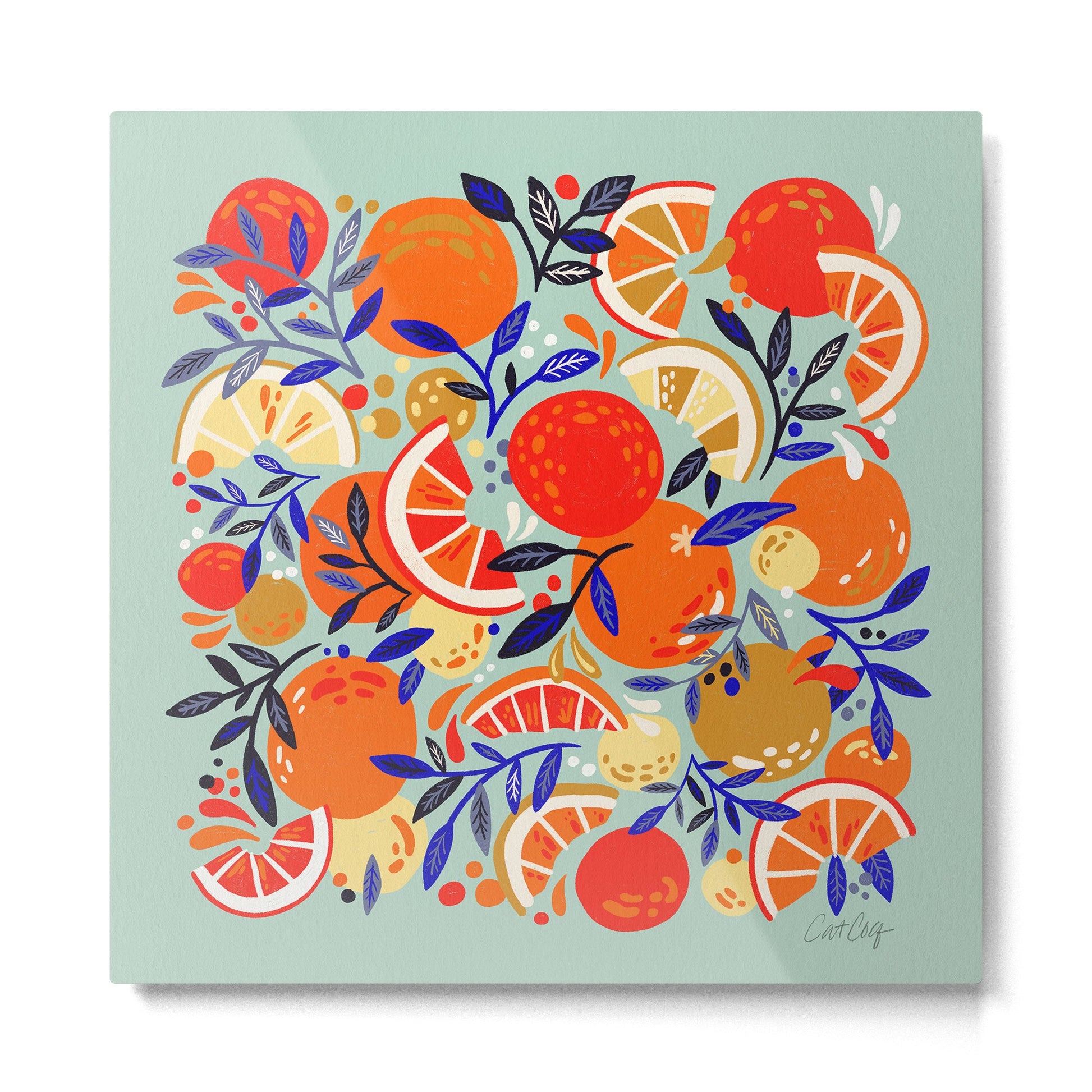 Fresh Citrus Mesh - Mint Metal Print | TeksDecor