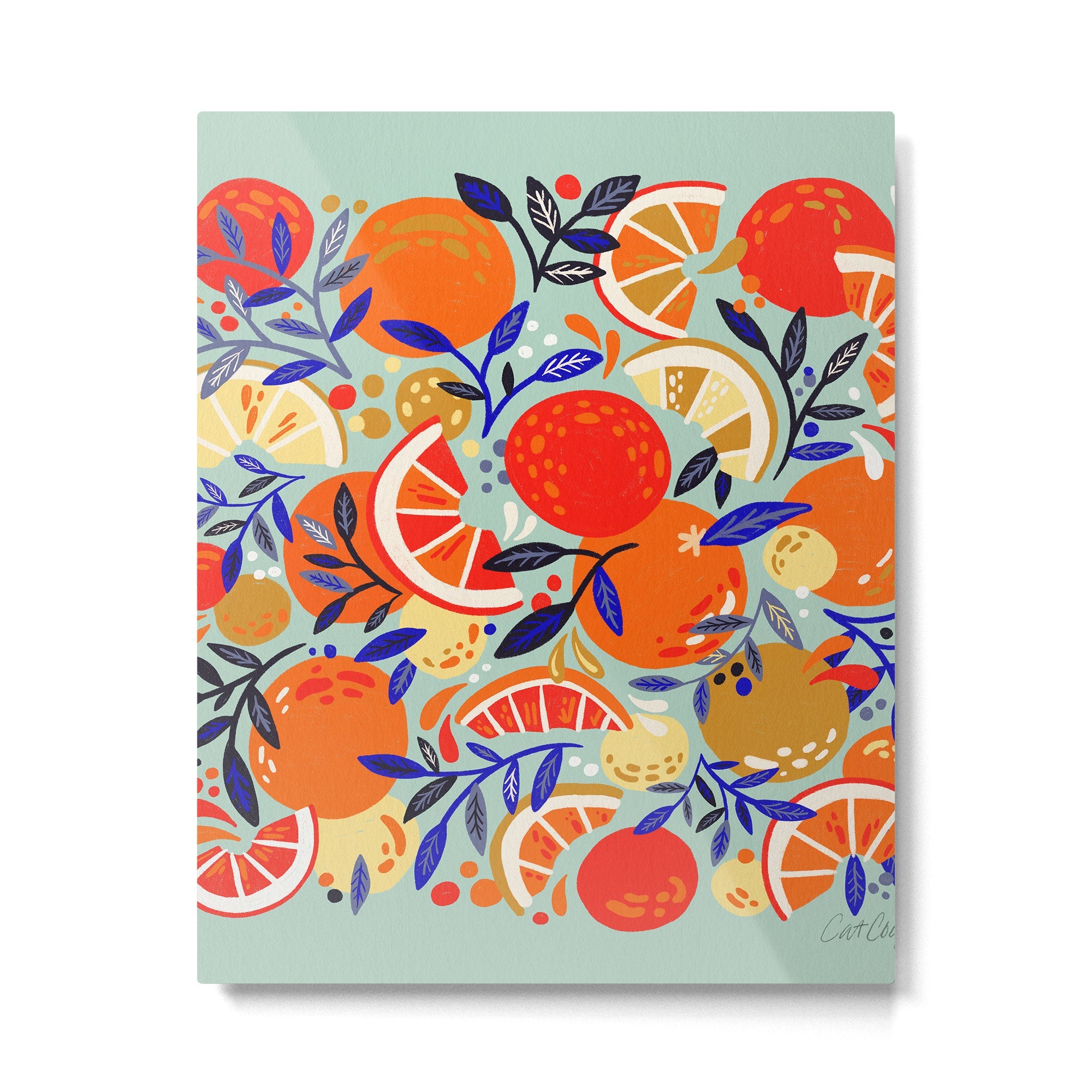 Fresh Citrus Mesh - Mint Metal Print | TeksDecor