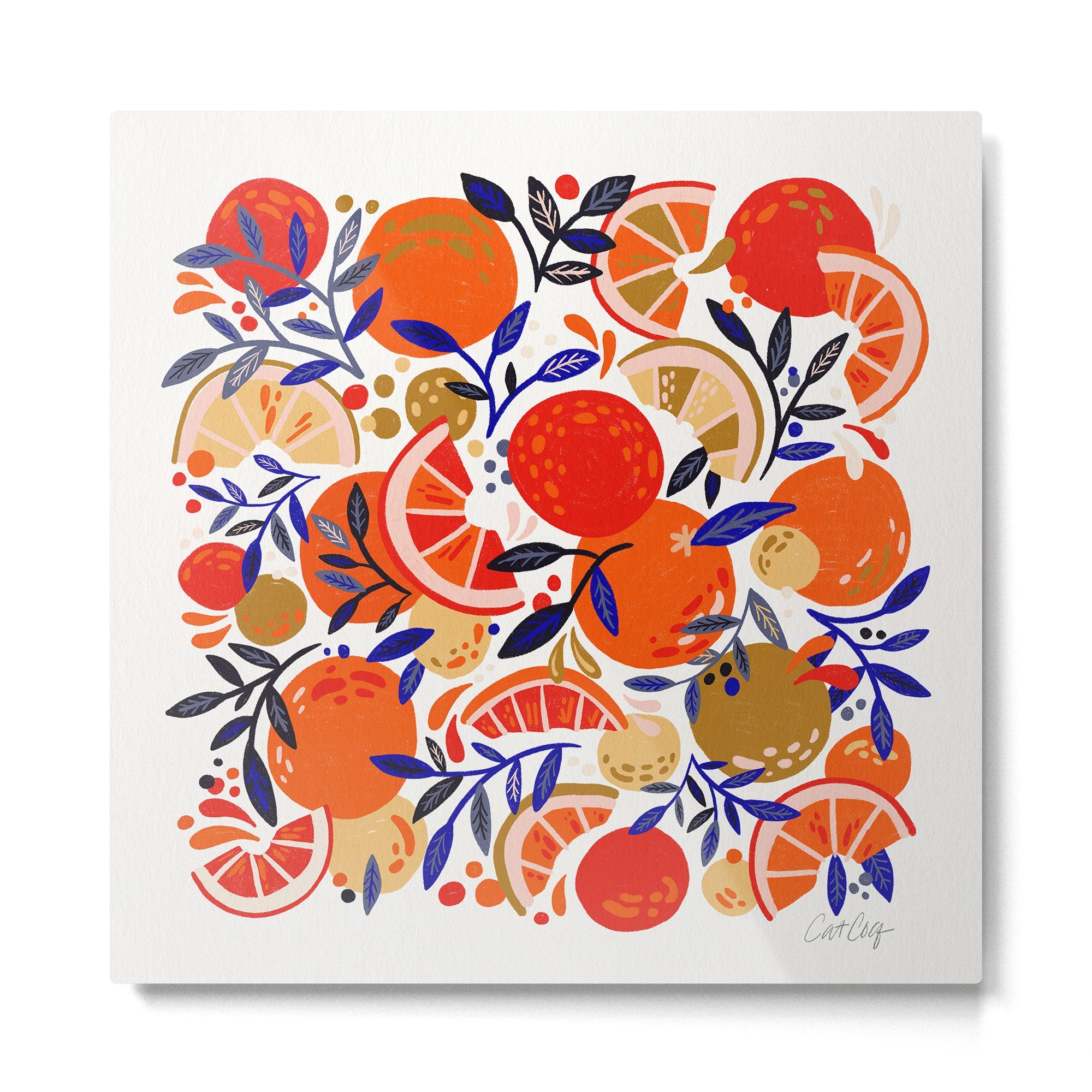 Fresh Citrus Mesh - White Metal Print | TeksDecor