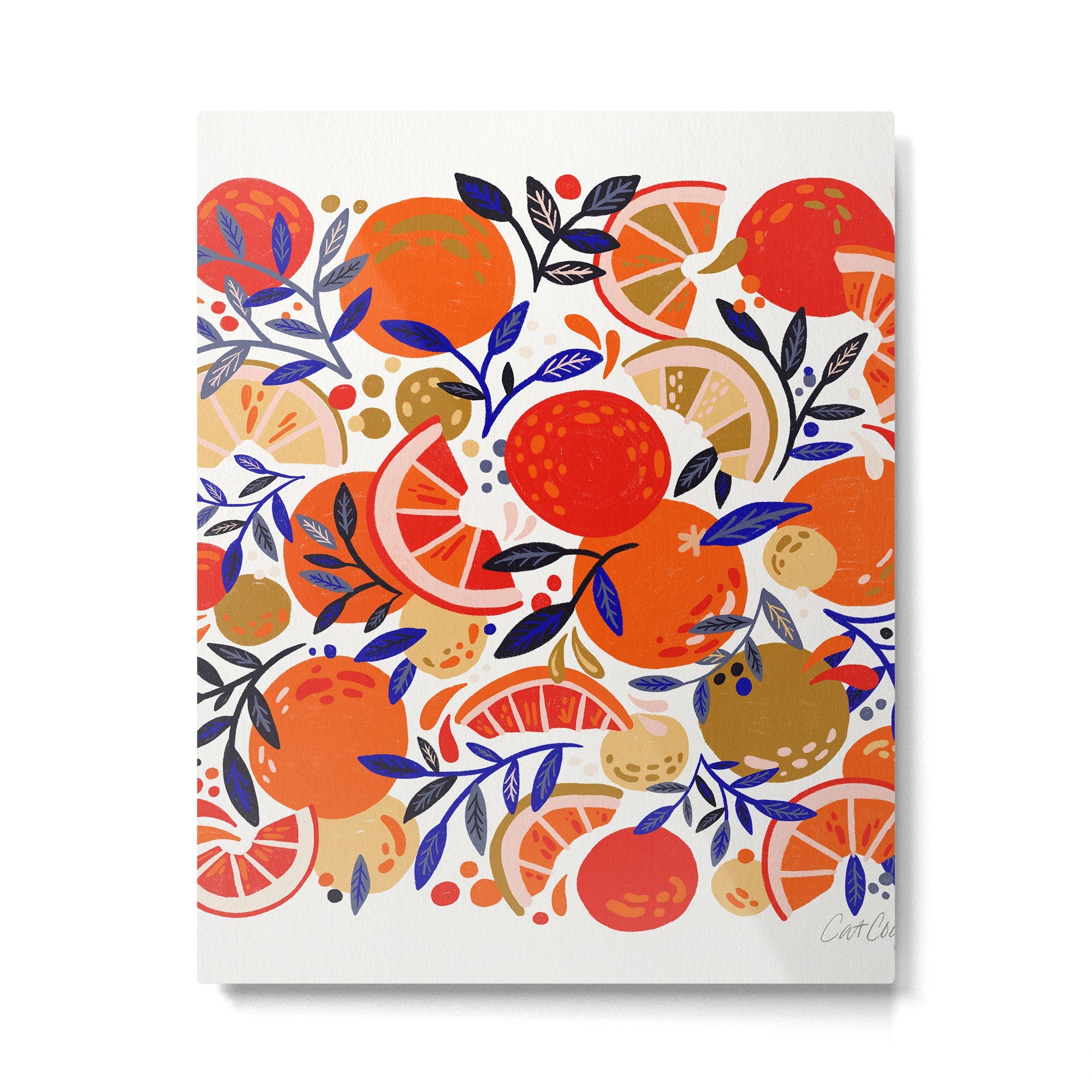 Fresh Citrus Mesh - White Metal Print | TeksDecor