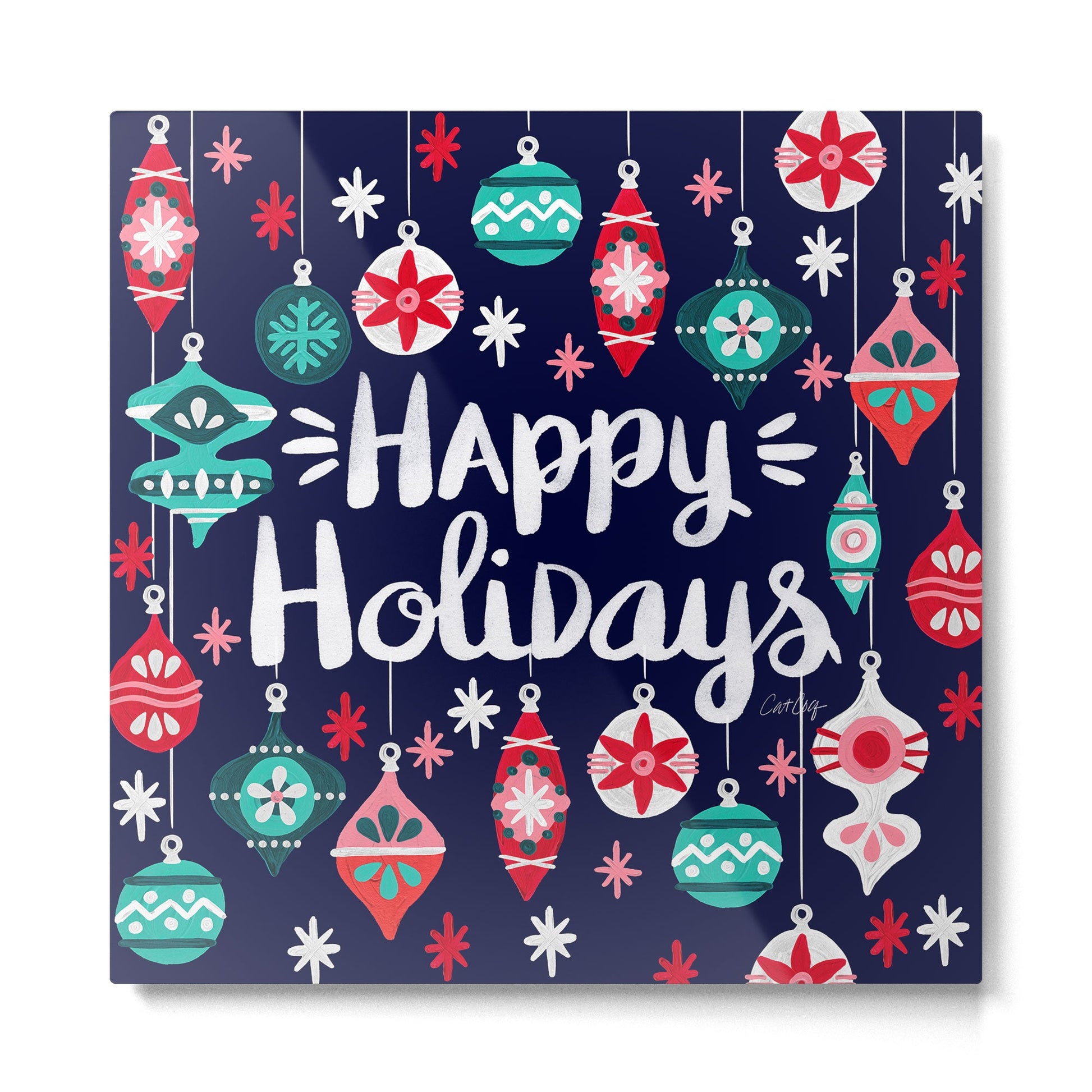 Happy Holidays - Navy Metal Print | TeksDecor